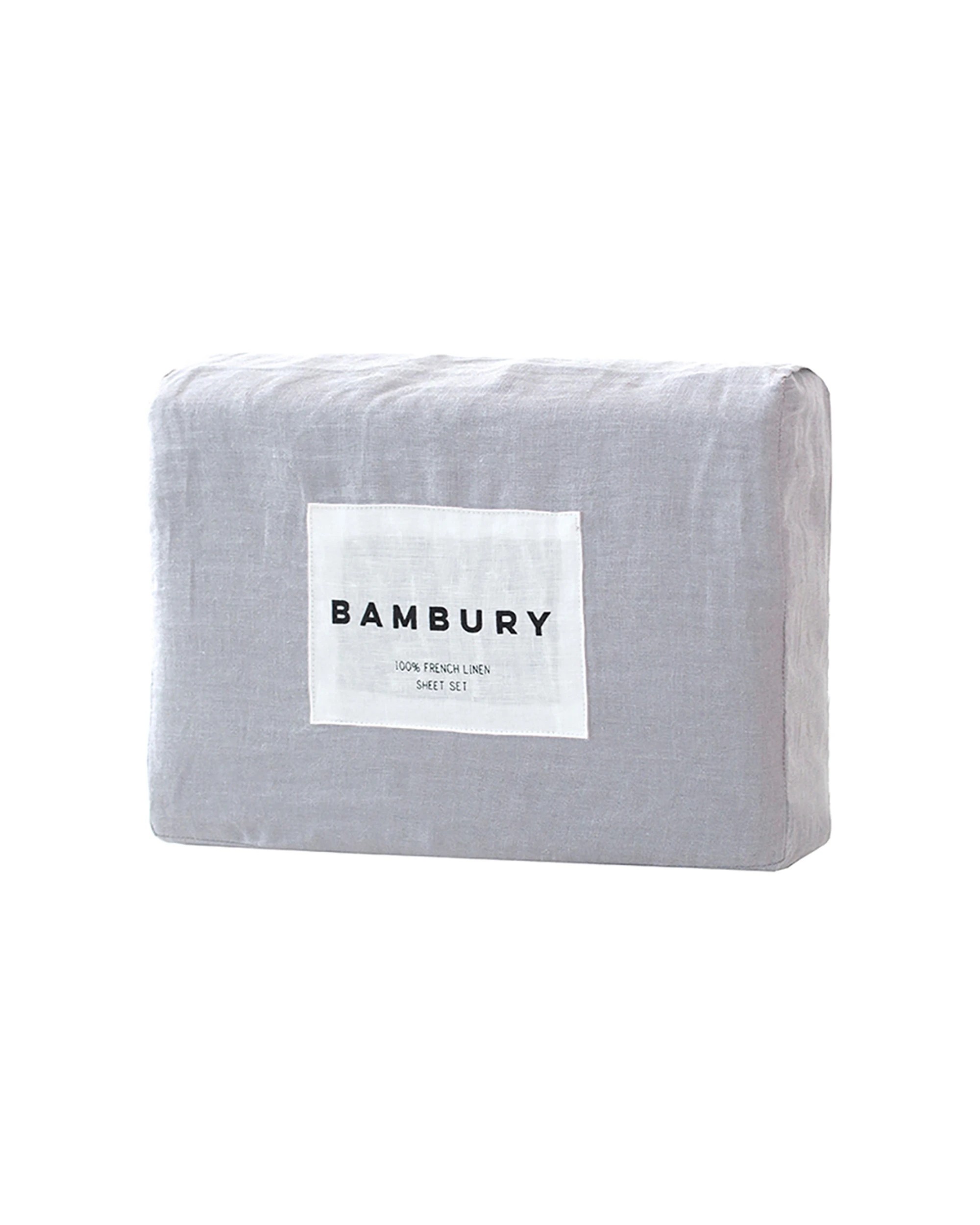 1 Bambury Sheet Set 100% Linen French Flax Natural Bedding Set 3pc - Queen Bed - Silver, 1 of 1
