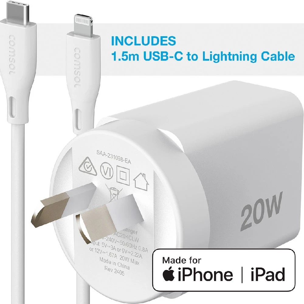 4 Comsol Wall Charger 20W with USB-C Cable White, 4 of 5
