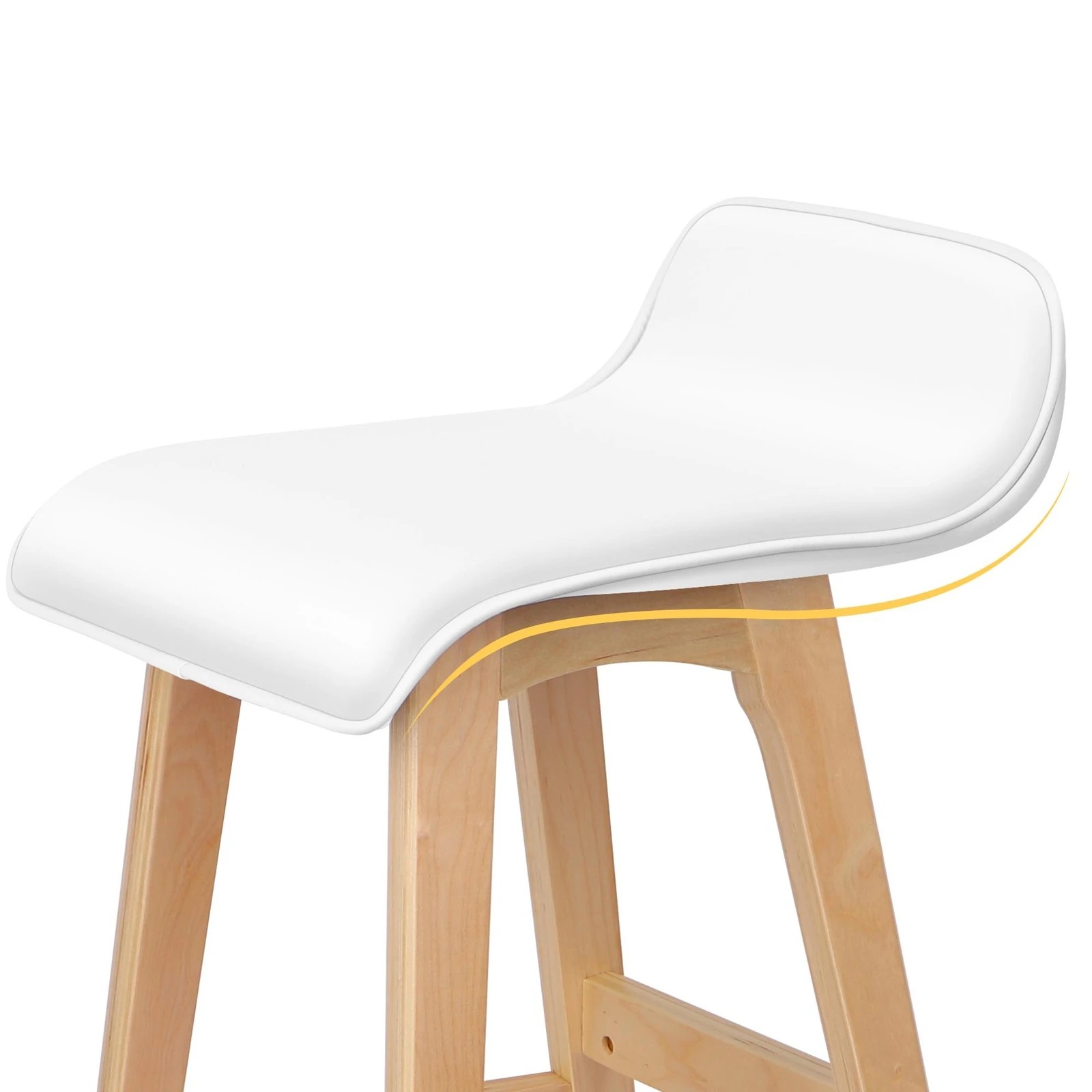 3 Alfordson 4x Wooden Bar Stools Kitchen Dining Chair Leather Samuel - White, 3 of 9