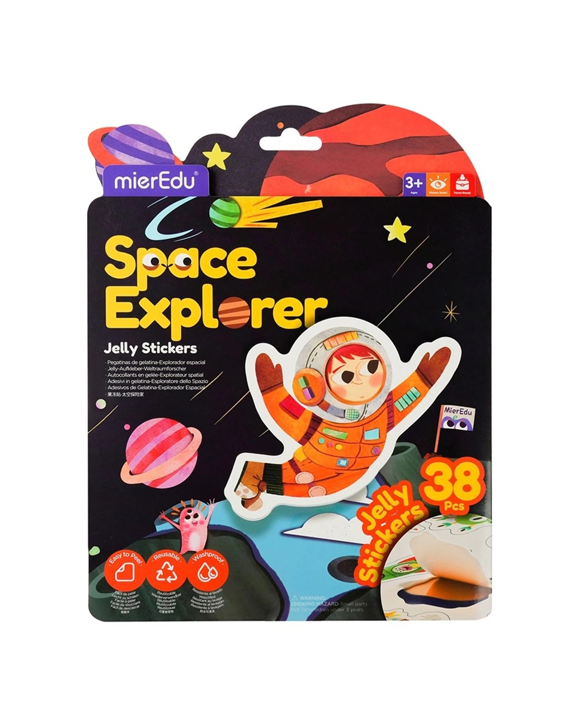 1 Mieredu Jelly Stickers Space Explorer 38 Reusable Squishy Kids Fun Set, 1 of 3