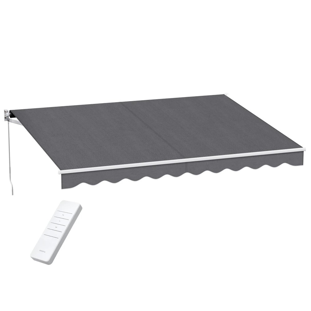 1 Instahut Retractable Folding Arm Awning Motorised Sunshade 4Mx3M - Grey, 1 of 6