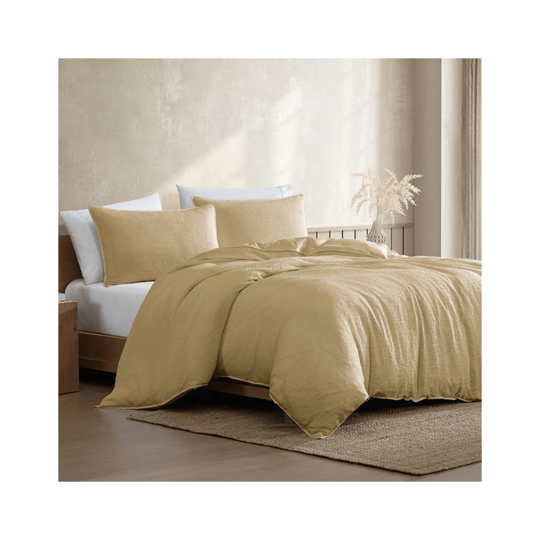 1 ARDOR Boardwalk Quilt Cover Set Double Quilt Cover Polyester Bedding 180x210cm - Yellow, 1 of 3