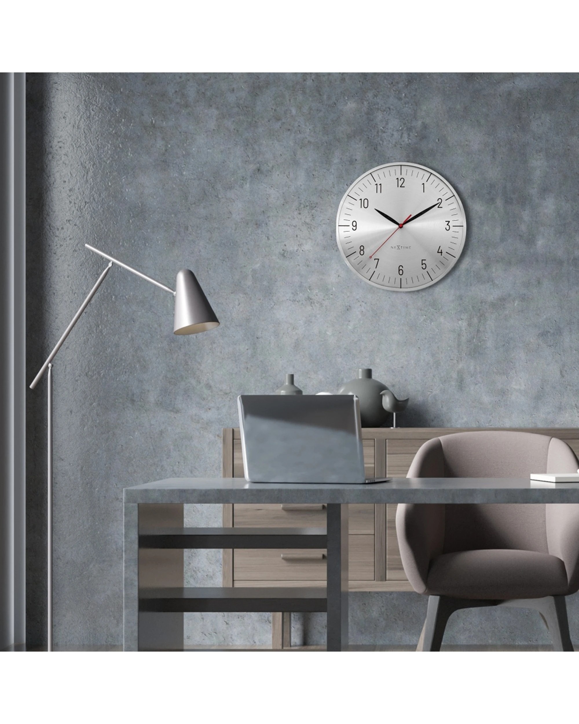 4 NeXtime Frankfurt Wall Clock Sleek Aluminium Silent Modern Design 30.5cm - Silver, 4 of 5