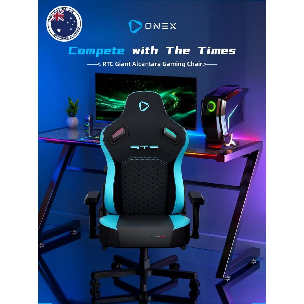 7 ONEX RTC Giant Alcantara Gaming Chair Blue Gaming Chairs, 7 of 10
