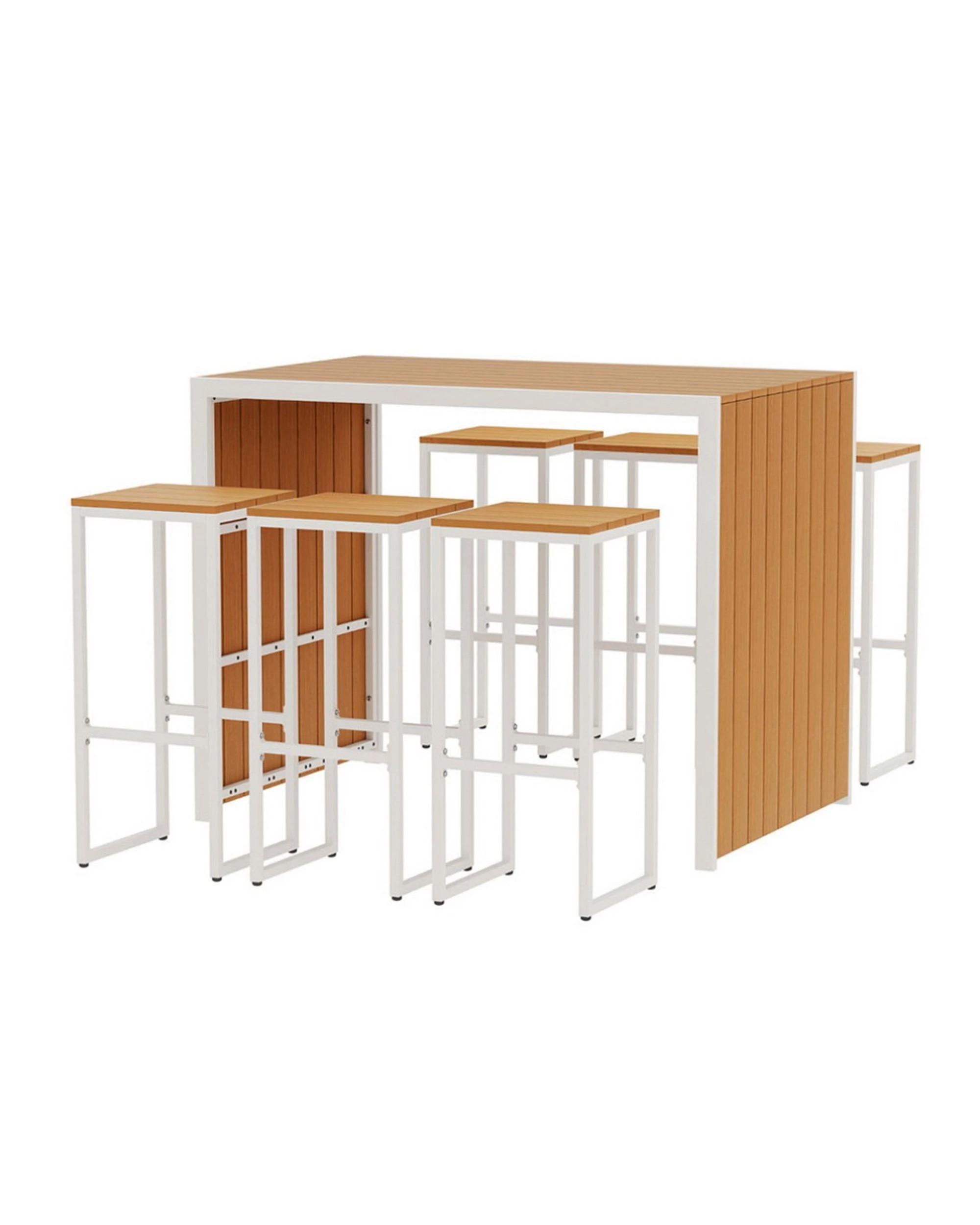 3 Gardeon 7-Piece Outdoor Bar Set Table Chairs Patio Bistro Set  6 Seater - Brown, 3 of 4