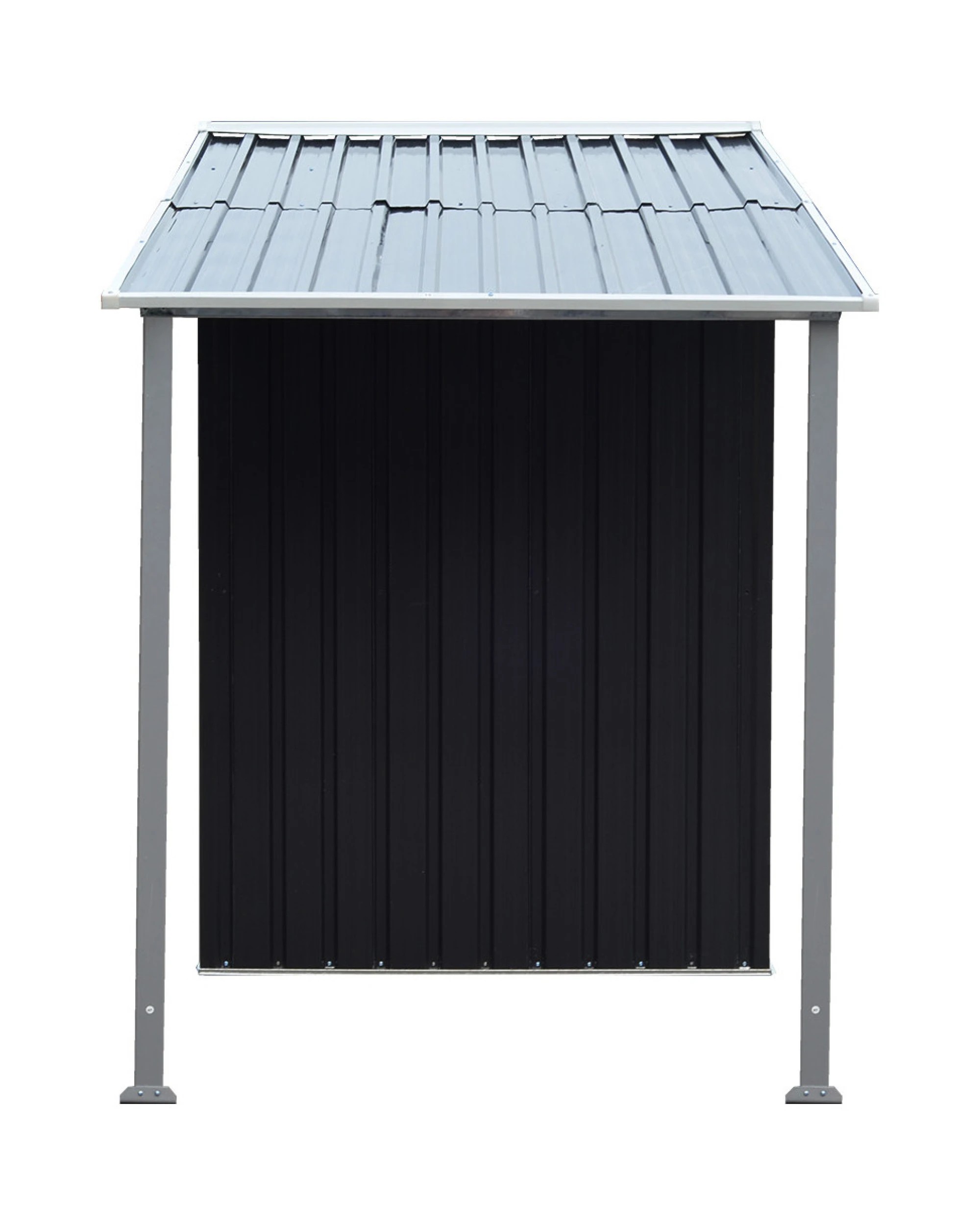 5 Wallaroo 4x8ft Zinc Steel Garden Shed with Open Storage Tool Shelter Sloped Roof - Black, 5 of 8