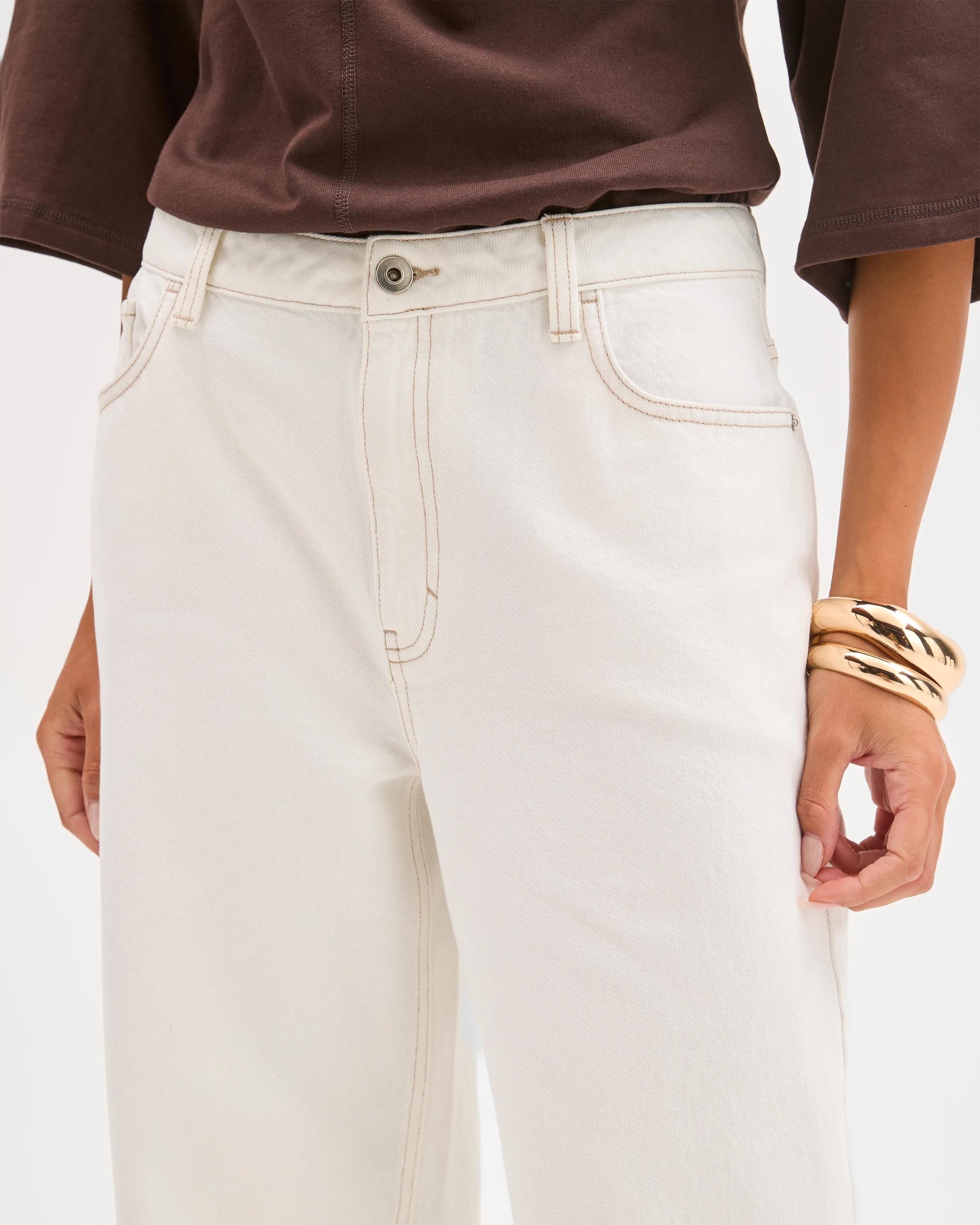 5 Lily Loves Denim Mid Rise Wide Leg Jeans ECRU, 5 of 7