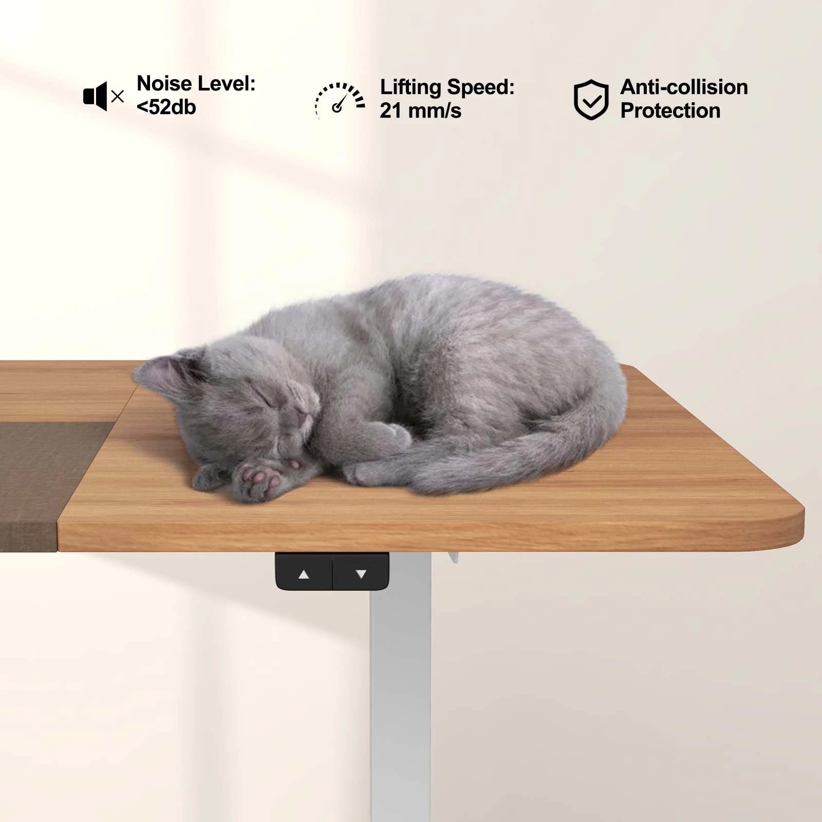 4 Costway 140cm Electric Standing Desk Motorised Sit Stand Table - Beige, 4 of 10