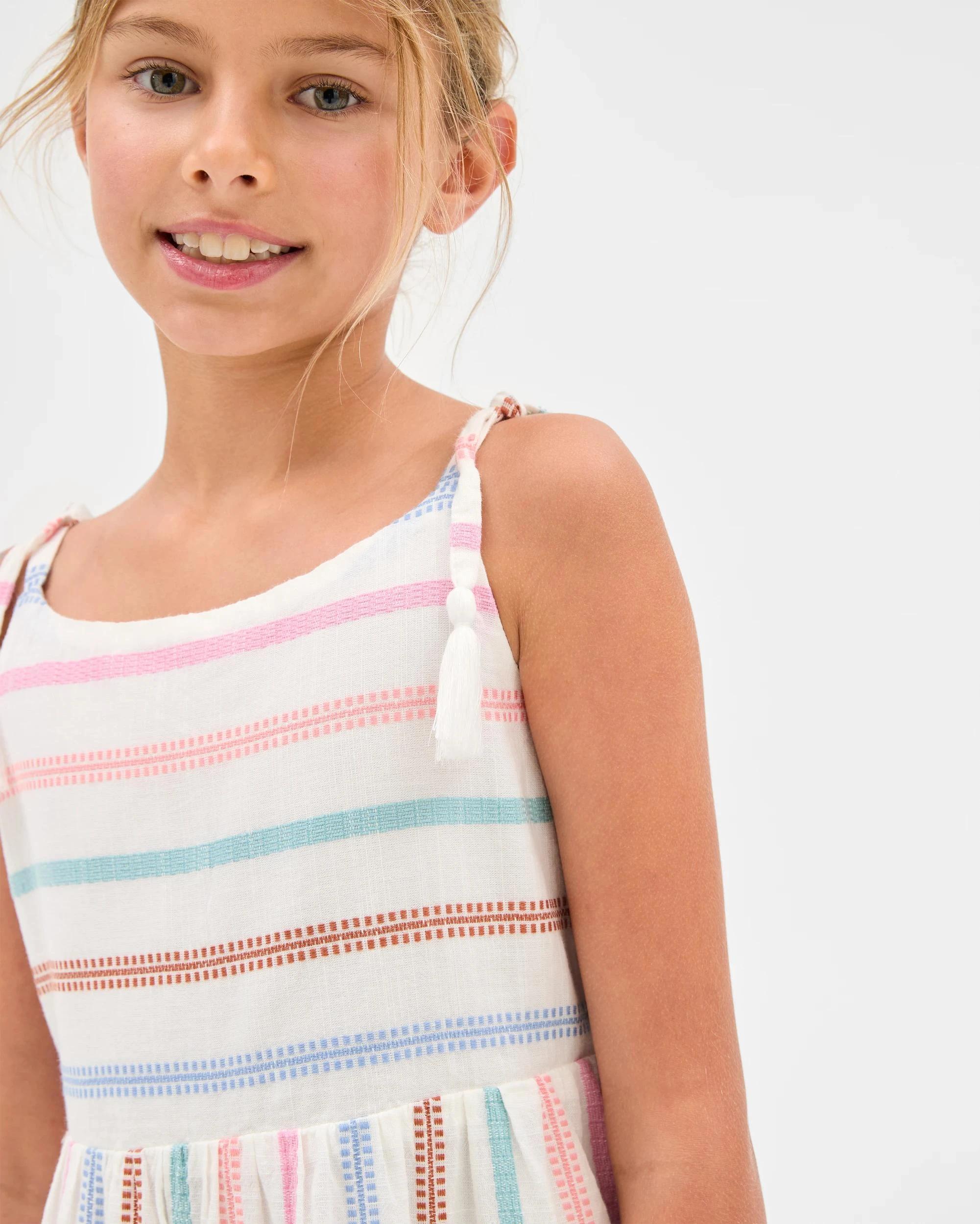 3 Target Woven Tiered Trextured Dress RAINBOW STRIPE, 3 of 5