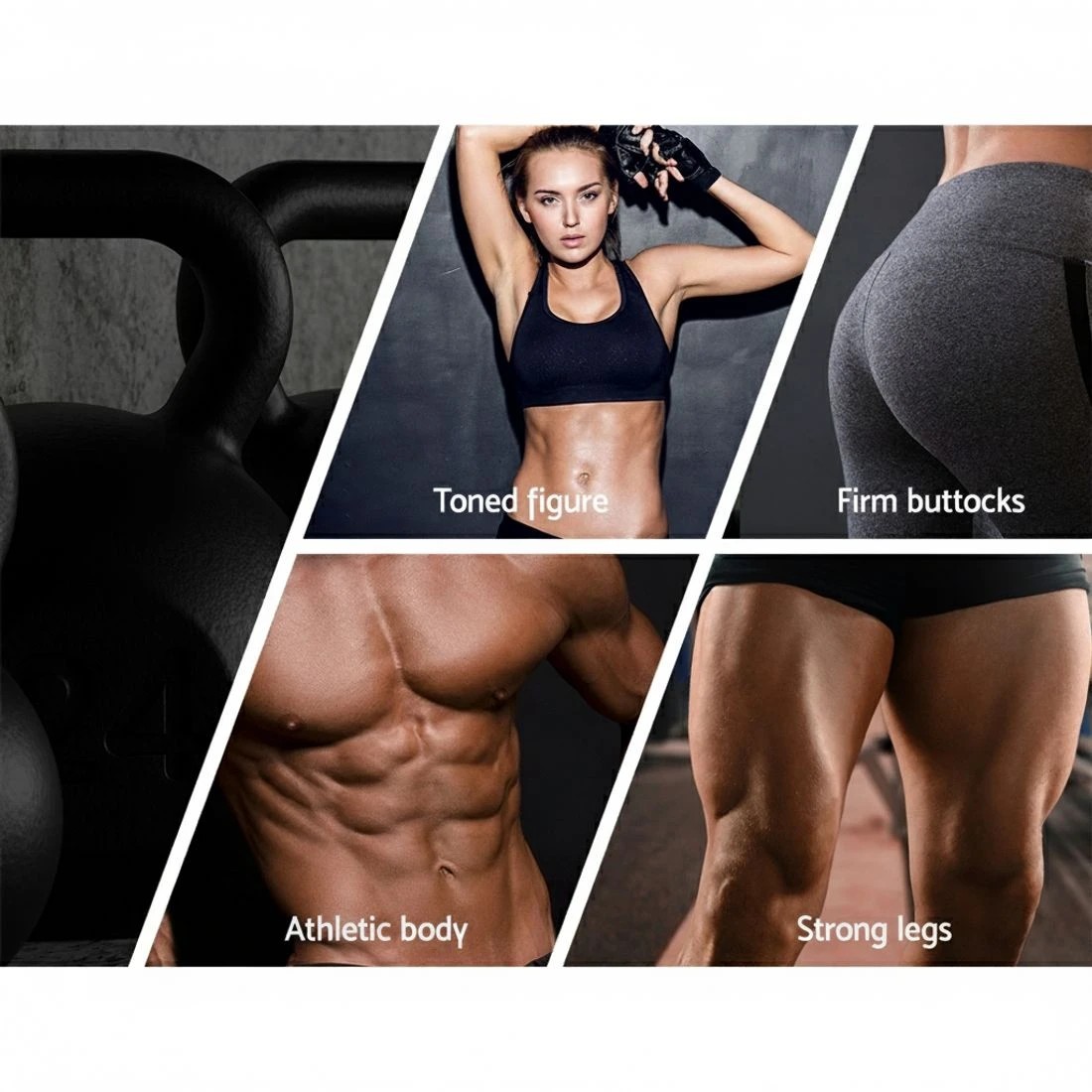 4 Everfit 22kg Kettlebell Set Weight Lifting Kettlebells Bench Dumbbells Gym Home - Black, 4 of 6