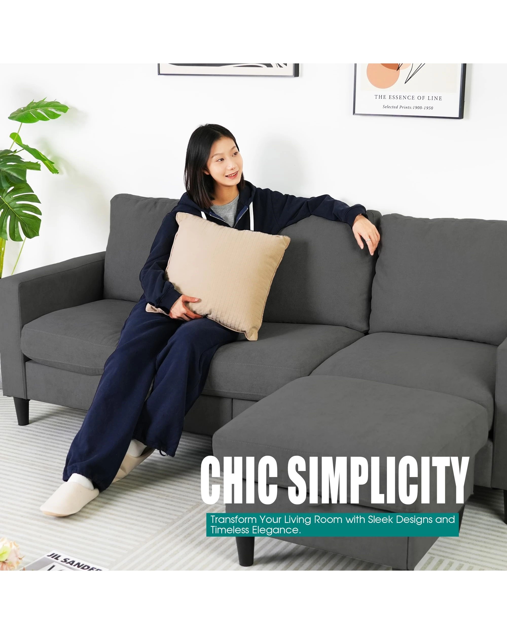 7 Advwin 3 Seater Sofa Modular Corner Lounge Chaise Set With Storage Ottoman Grey, 7 of 9