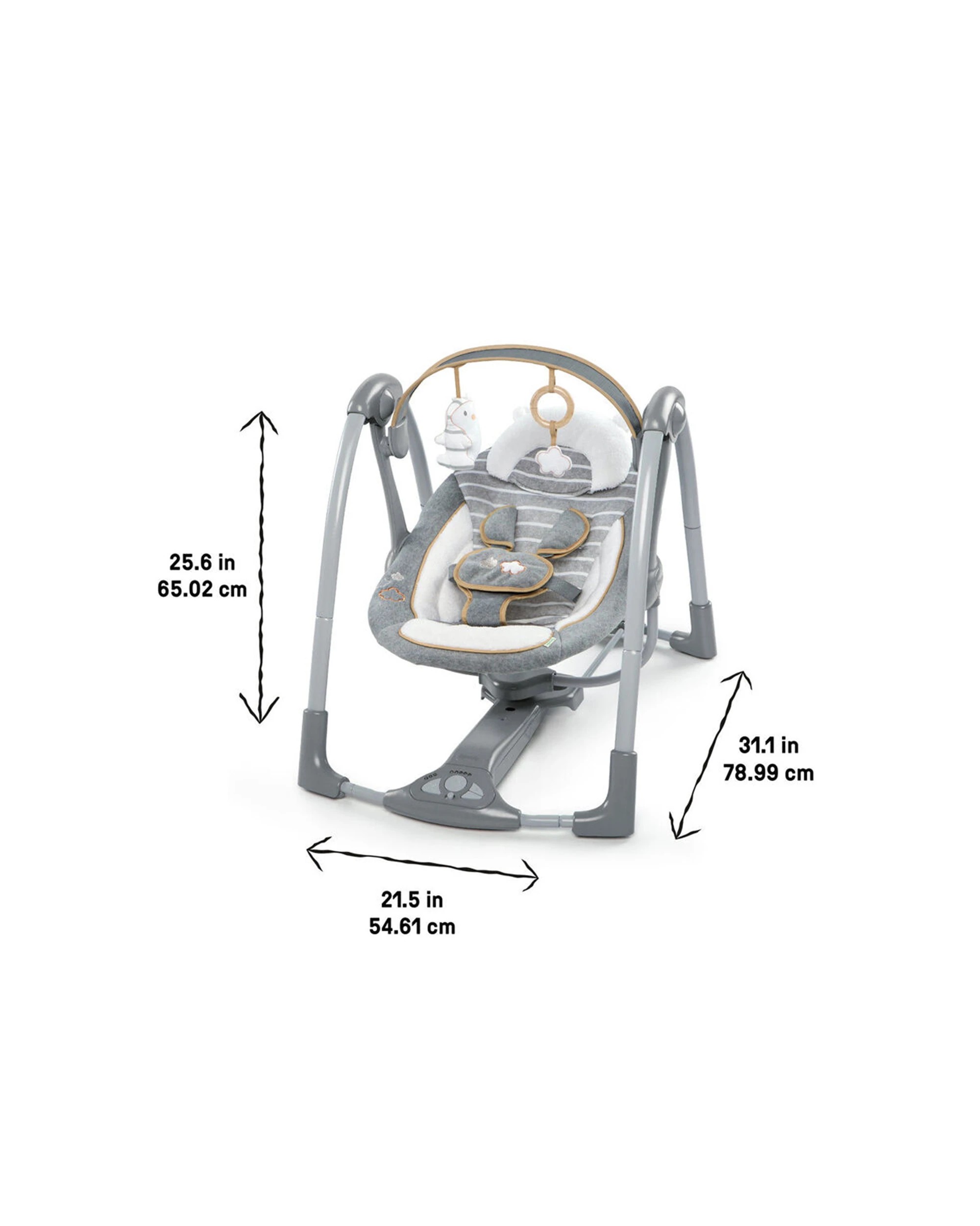2 Ingenuity Boutique Collection Deluxe Swing N Go Portable Baby Swing 0-9m - Grey, 2 of 6
