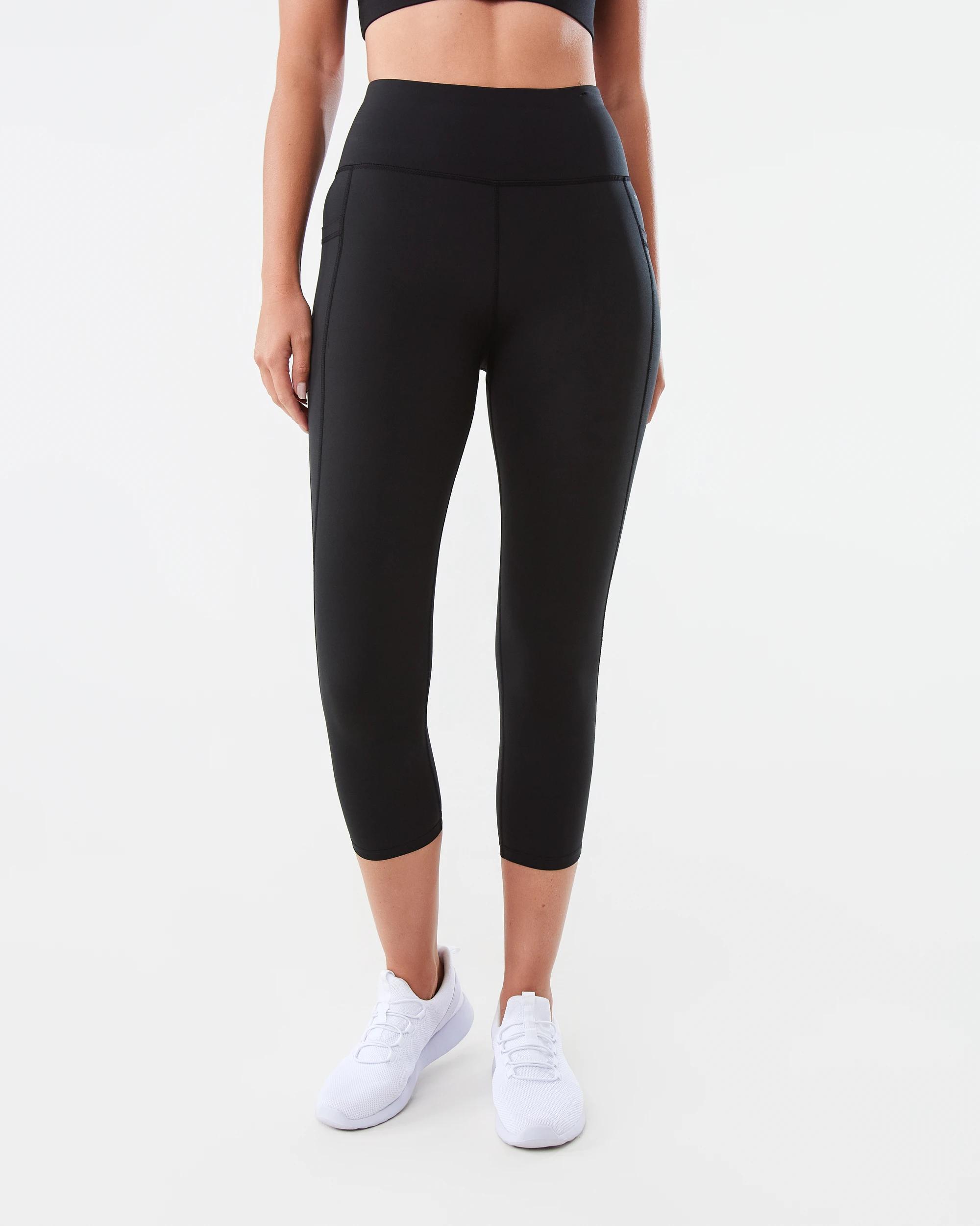 1 Active Womens Crop Training Leggings BLACK, 1 of 6