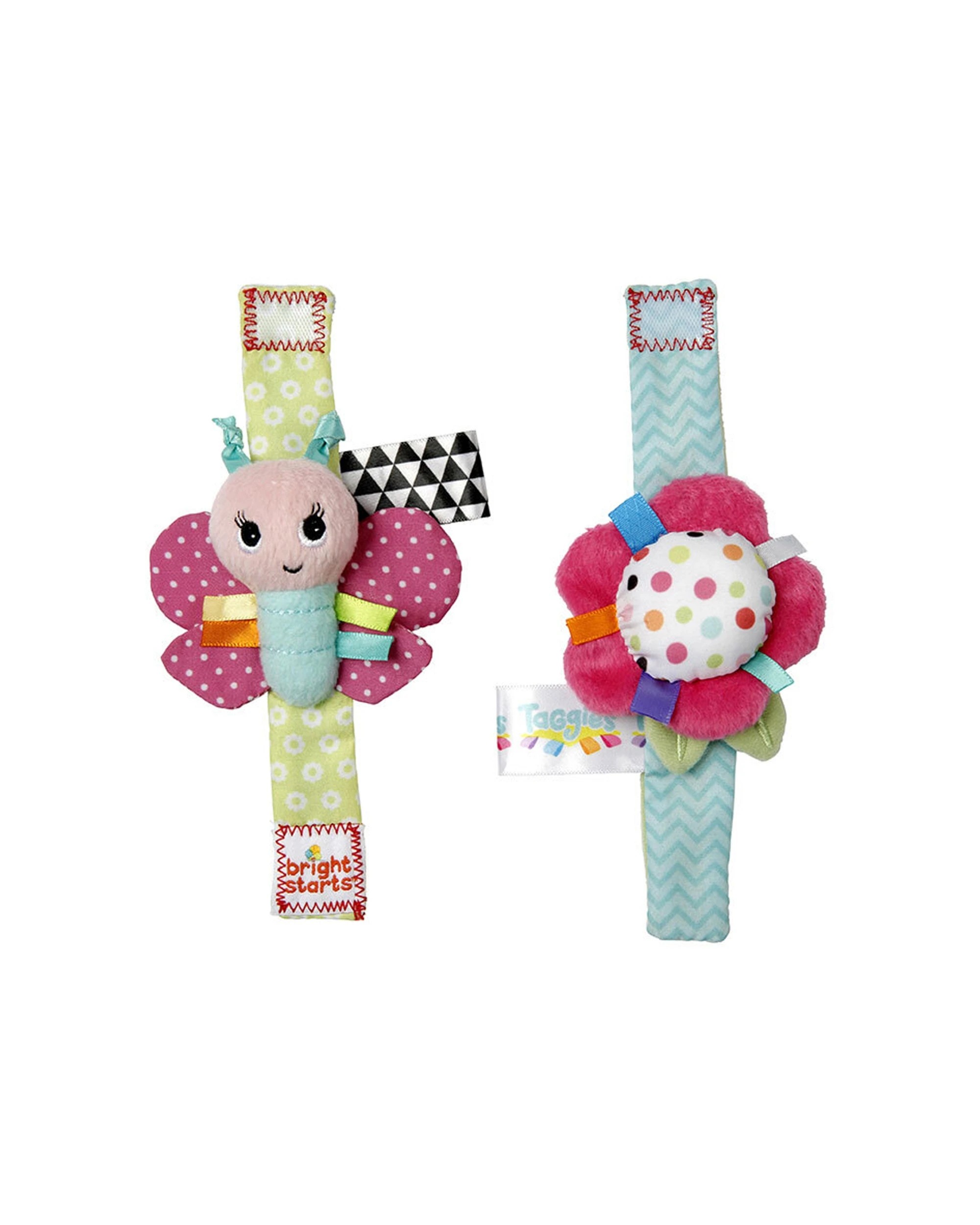 2 Bright Starts Rattle Me Bracelets 2 Pack Sensory Crinkle 0 Months Secure Fit - Multi, 2 of 3