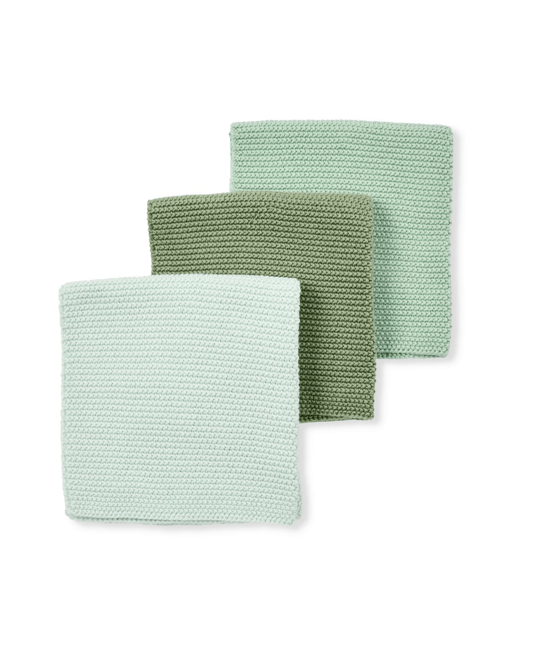 2 Pack of 3 Knitted Dish Cloths - Green, 2 of 6