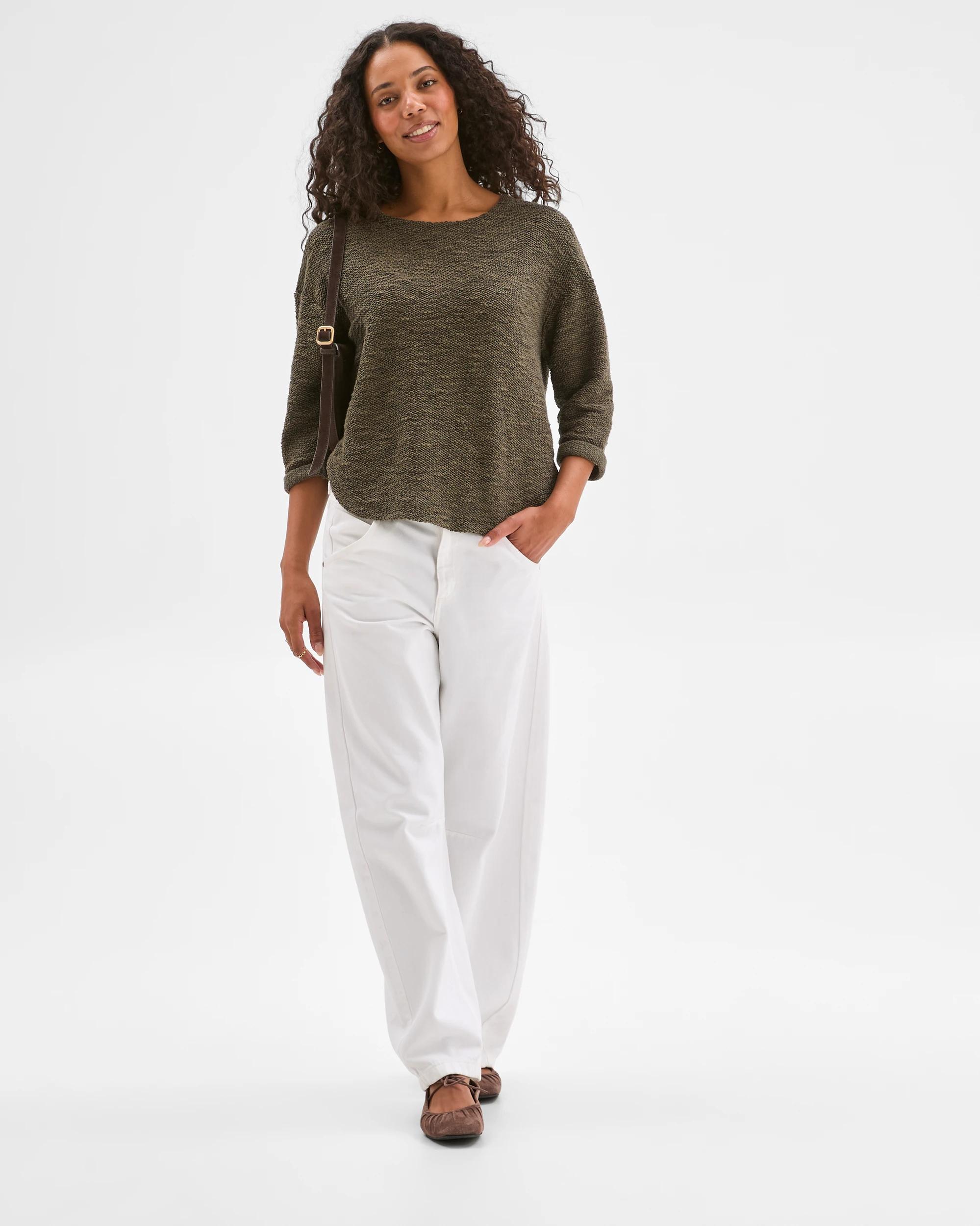 2 Target Woman Australian Cotton Blend Curved Hem Textured Top OREGANO, 2 of 6