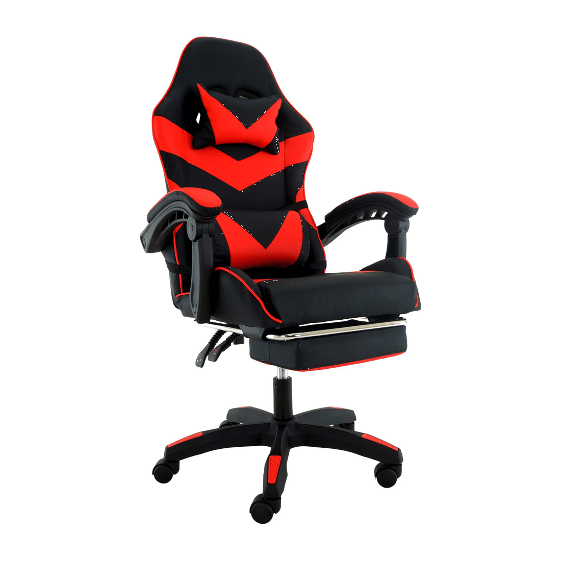 1 Sarantino Cueva Reclining High Back Office Gaming Chair with Retractable Footrest Office Computer Seating Black Red, 1 of 9