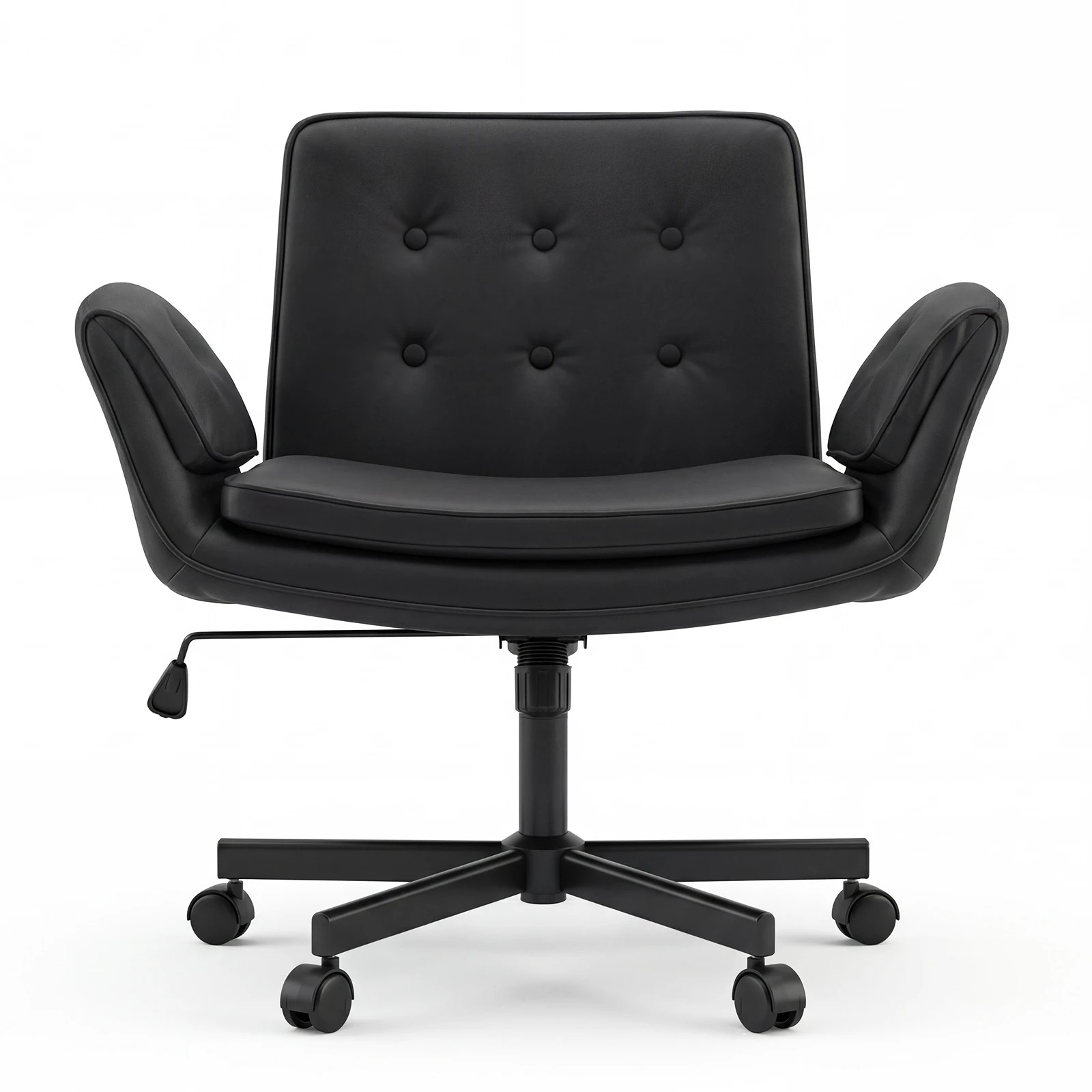 3 Advwin  Criss Cross Legged  Office Chair with Wheels & Adjustable Armrests PU Desk Chair- Black, 3 of 7