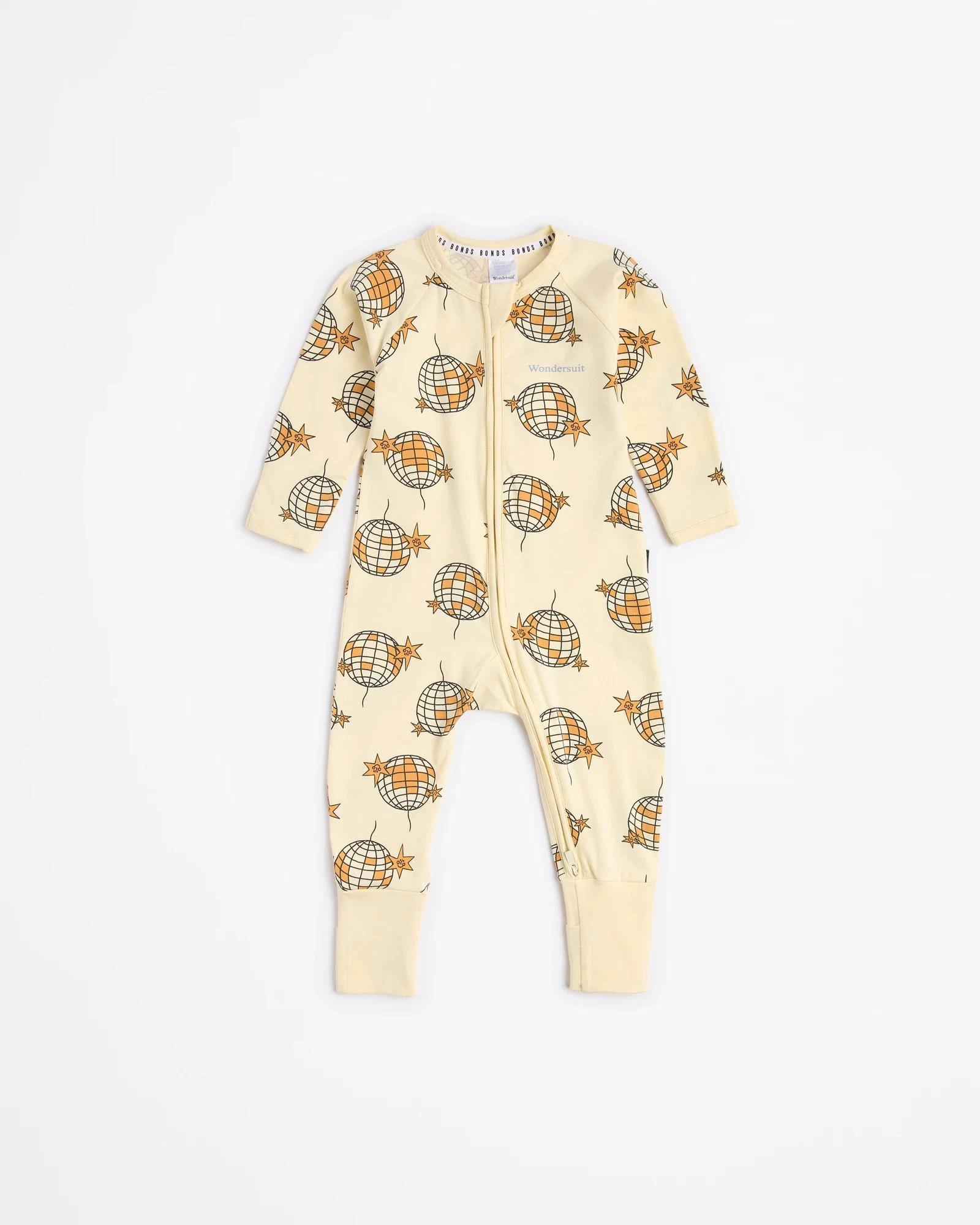 1 Bonds Baby Print Zip Wondersuit Coverall PALE YELLOW STARLIGHT DISCO, 1 of 4