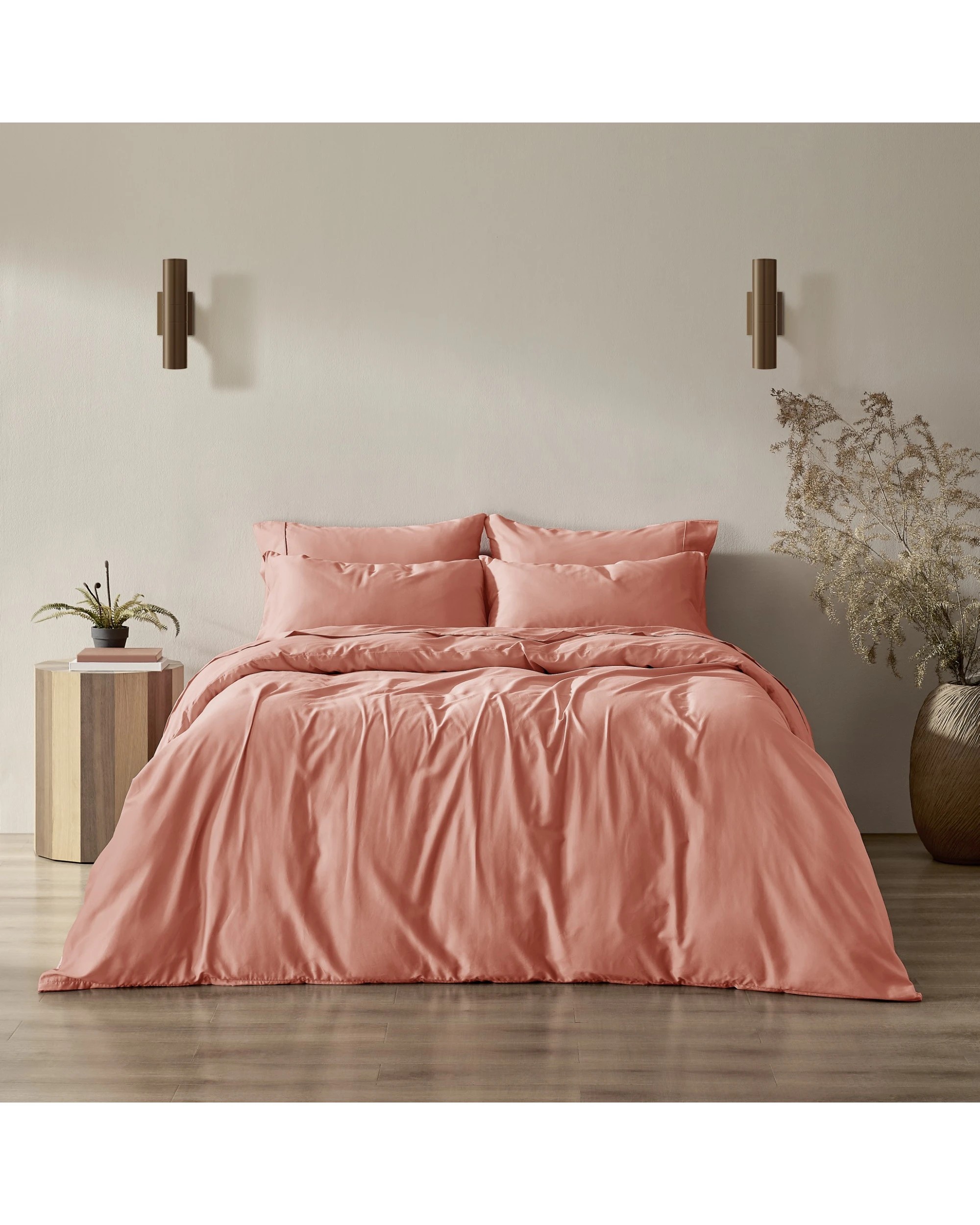 1 Serene 400TC Bamboo Cotton Sateen Quilt Cover Set - King Single Bed - Clay, 1 of 5