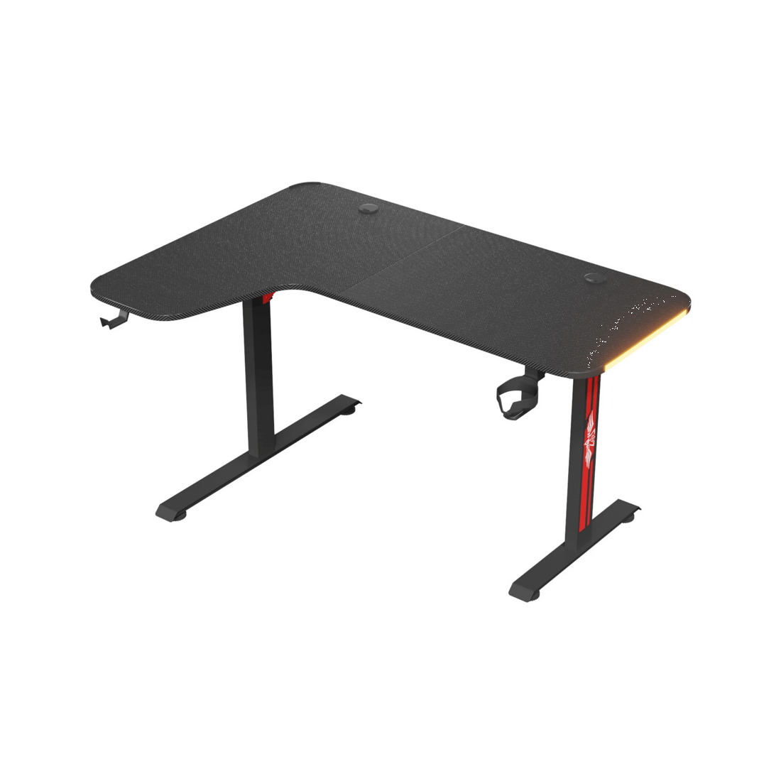 1 Advwin 160cm L Shaped Gaming Desk Rgb Led Light Computer Desk Black, 1 of 9