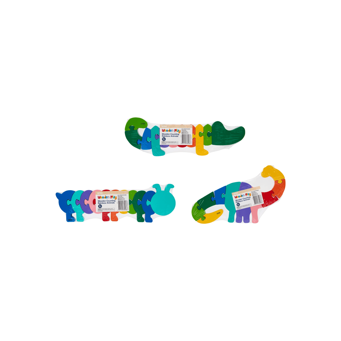 8 Wooden Counting Rainbow Animal - Assorted, 8 of 8