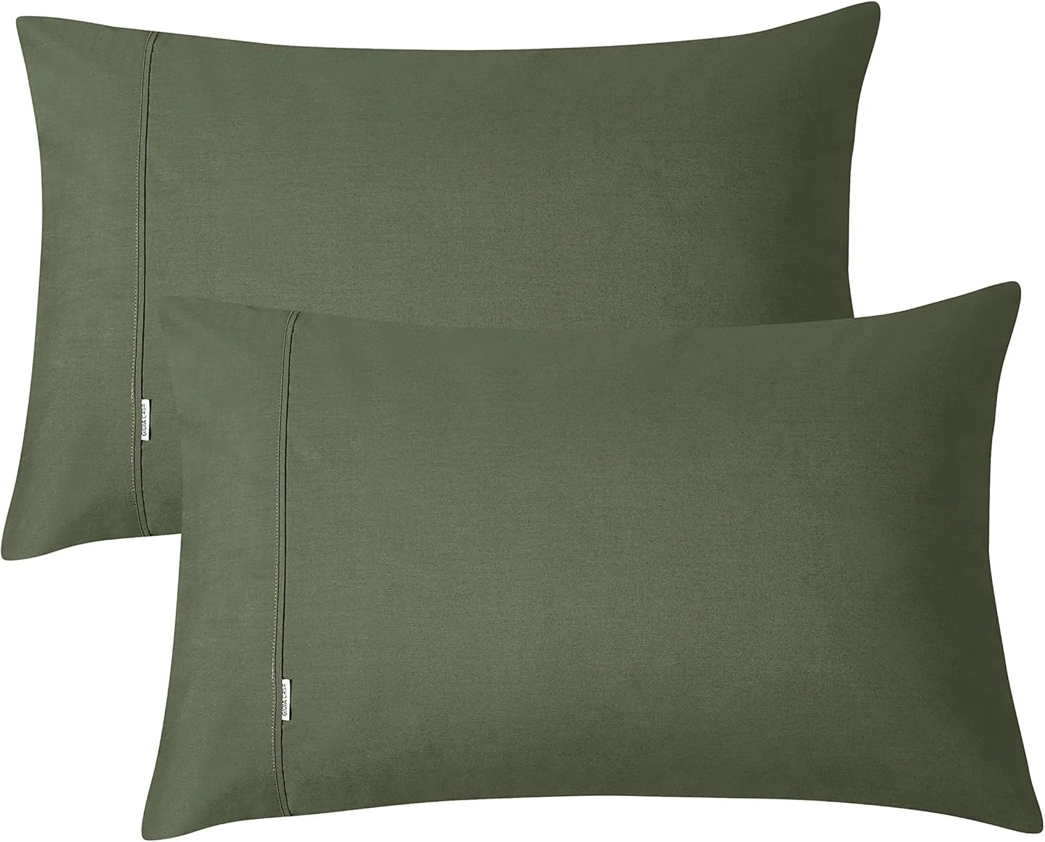 6 Gioia Casa Vintage Washed Cotton Fitted Sheet Set Soft Breathable - Queen Bed - Khaki Green, 6 of 6