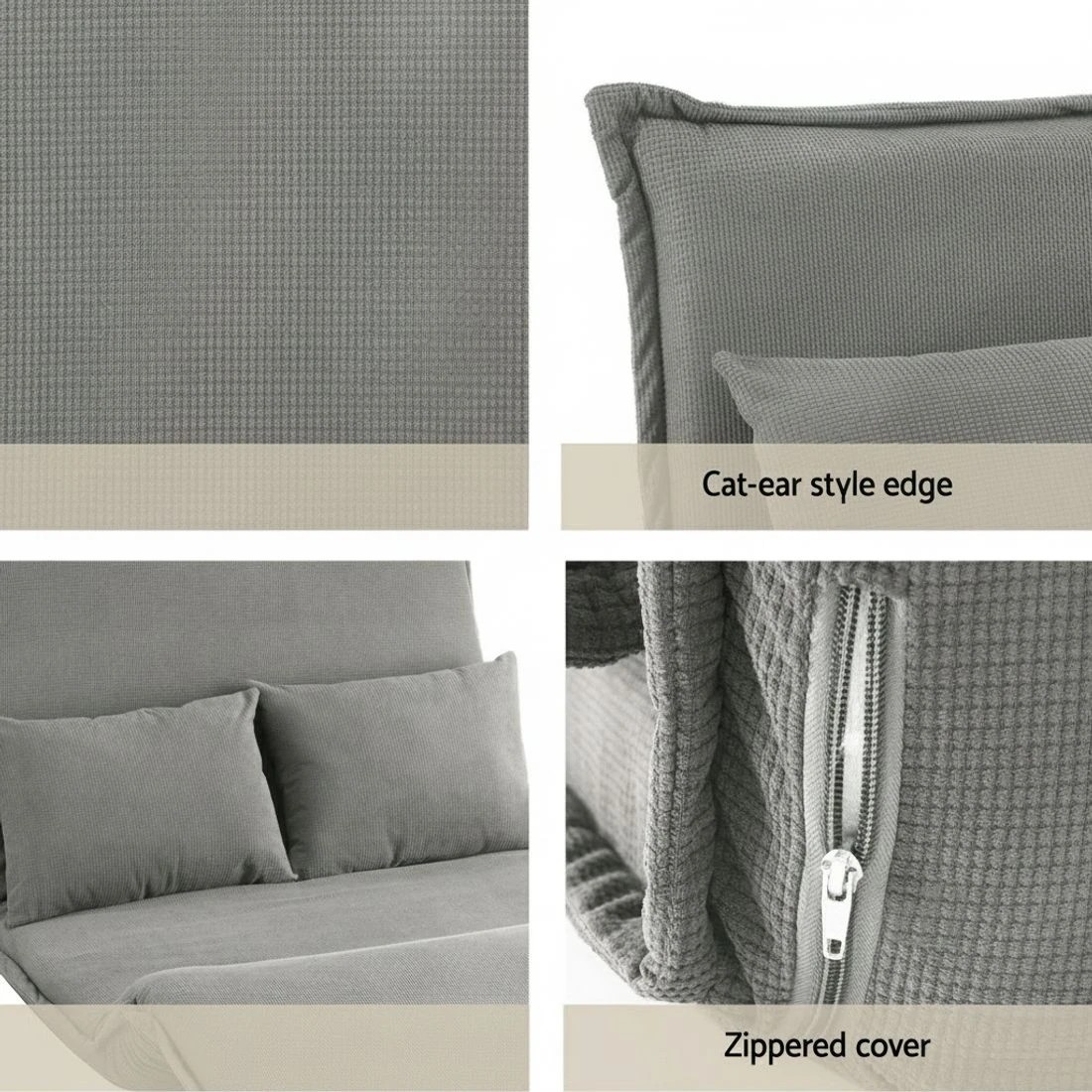 7 Artiss Floor Lounge Sofa Bed Foldable 2 Seater - Grey, 7 of 7