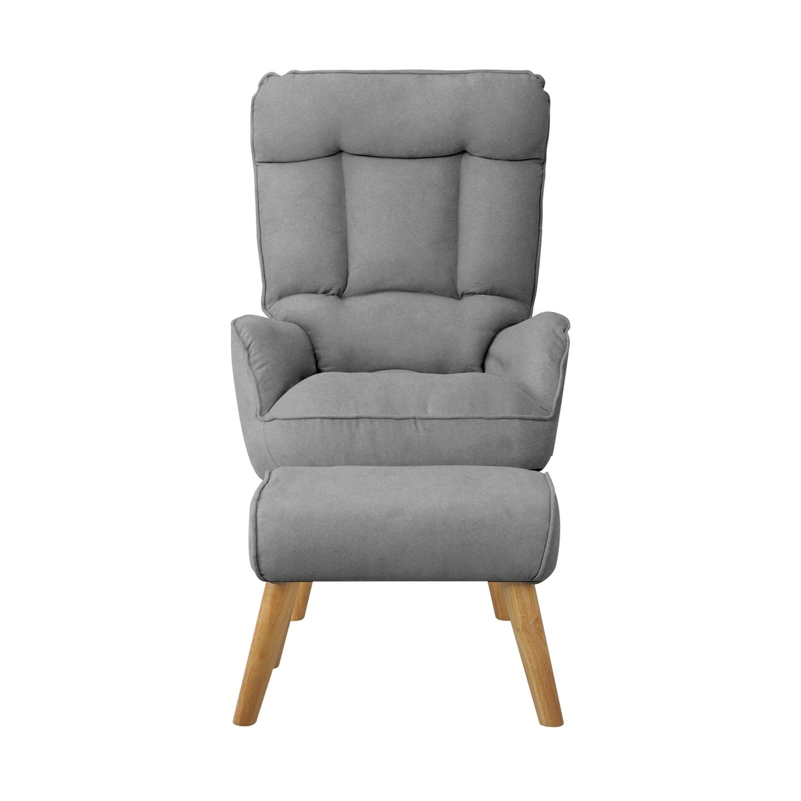 9 Oikiture 2x 360 Swivel Recliner Armchair Lounge Ottoman Chair With Stool - Grey, 9 of 10
