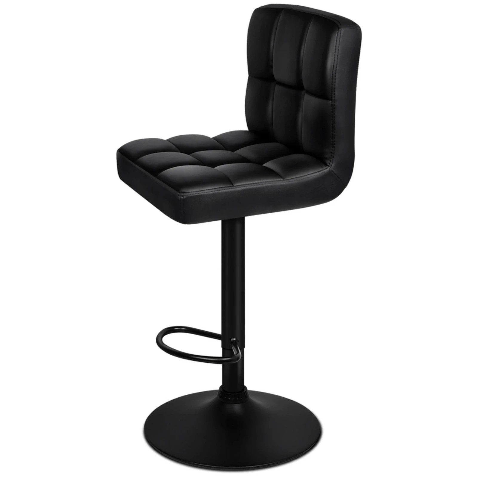 4 Alfordson 2x Bar Stools Leather Gas Lift - Black, 4 of 10