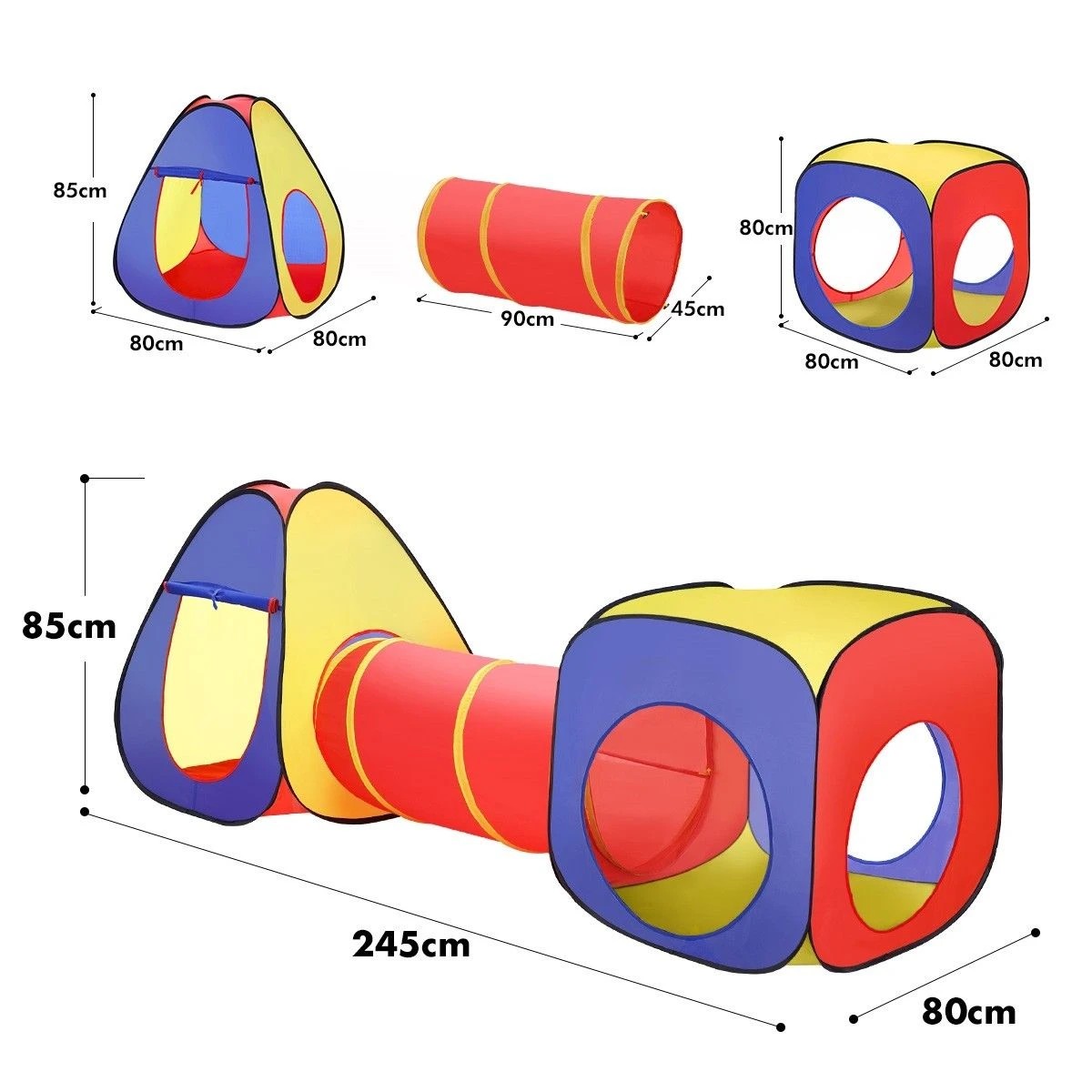 2 AUSWAY Kids Play Tent with Tunnel Set Children Teepee Tent, 2 of 8