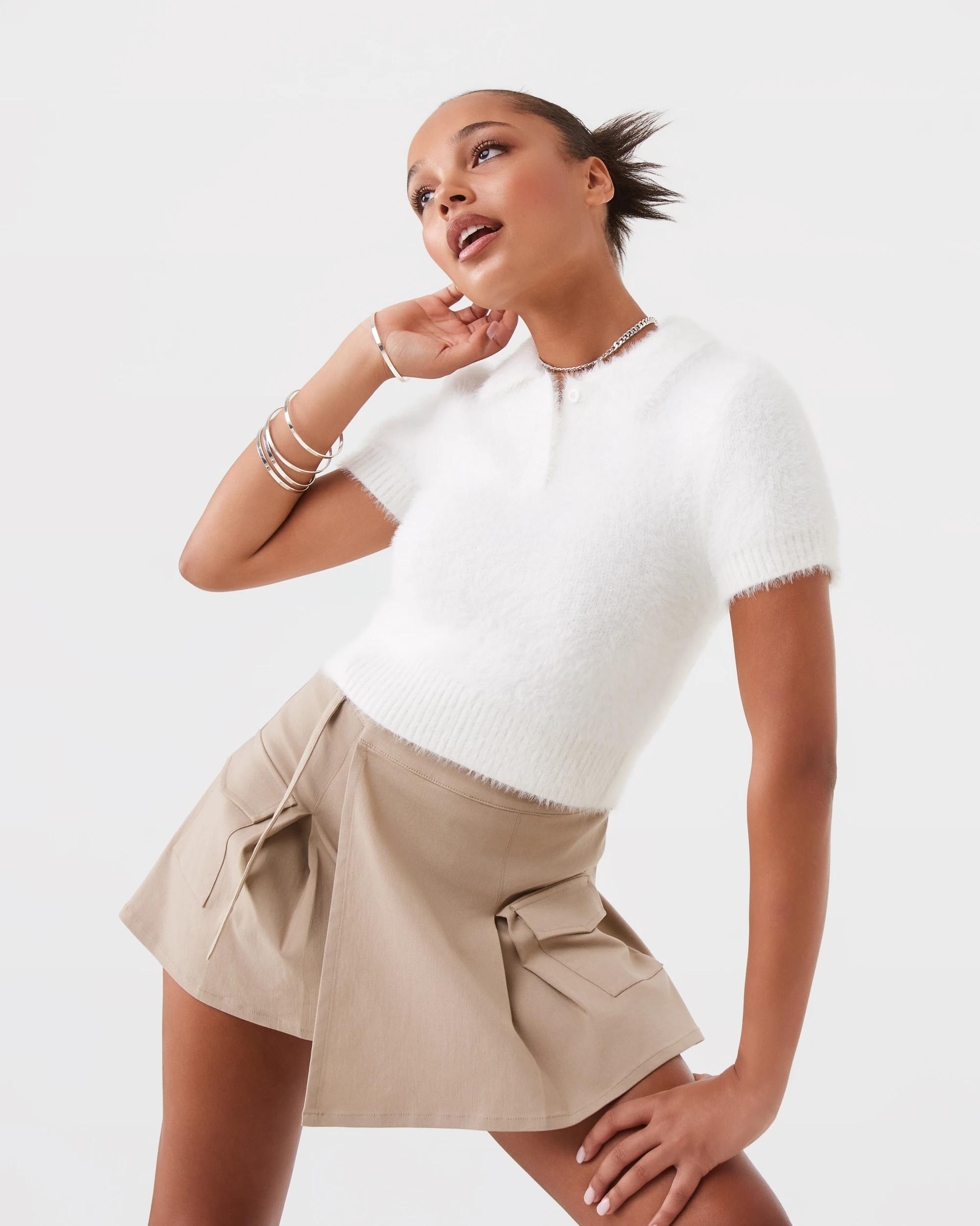 9 Eyelash Polo Top Snw White, 9 of 9