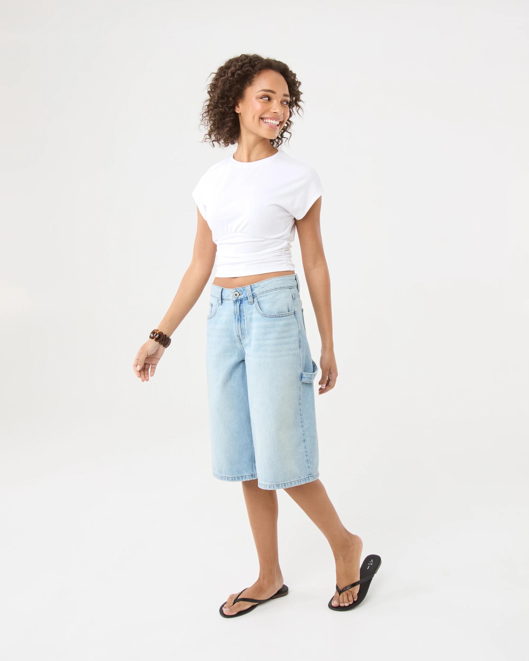 5 Short Sleeve Gathered Fitted T-shirt White, 5 of 10