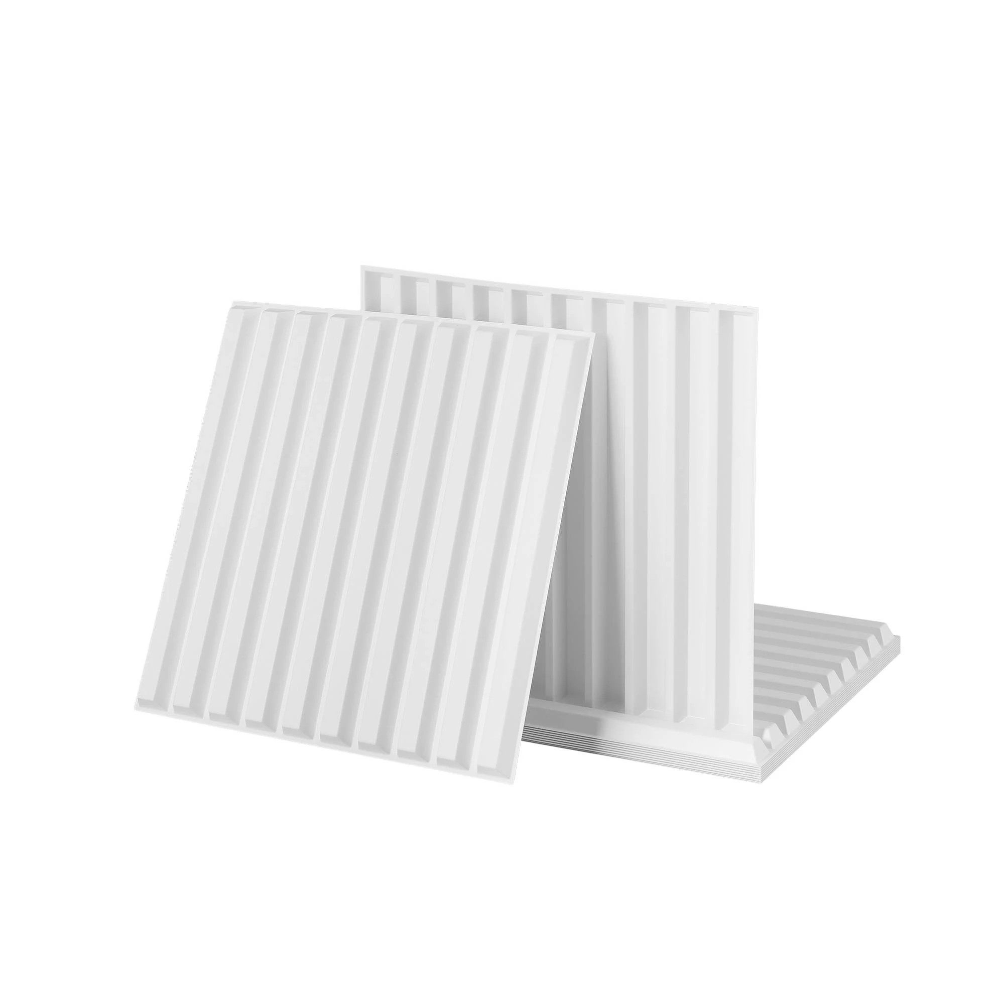 1 Artiss 3D Wall Panels Vertical 15PCS PVC Decorative Panels 50x50cm Feature Wall - White, 1 of 8
