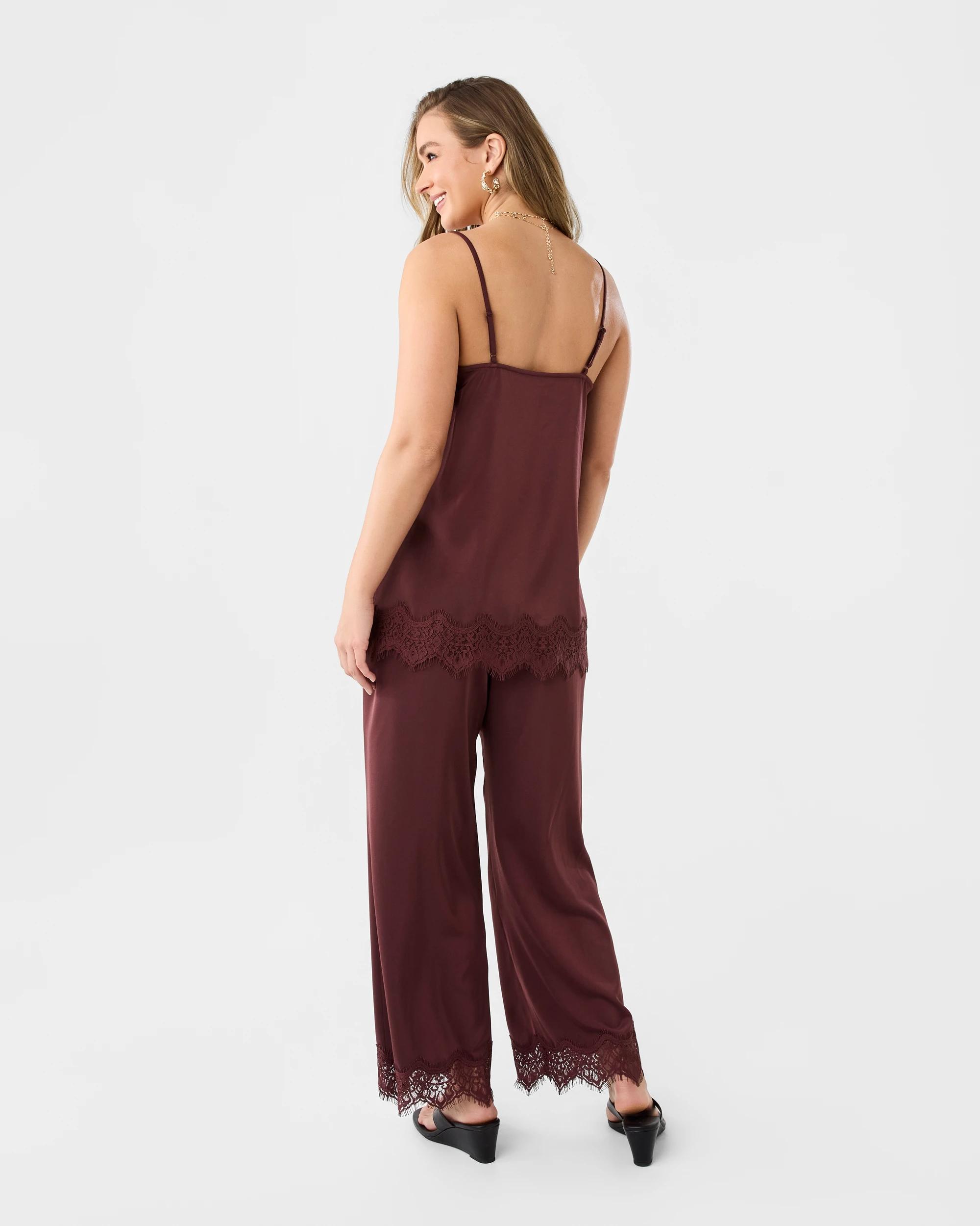 4 Sleeveless Satin Longline Cami Top Cherry, 4 of 8