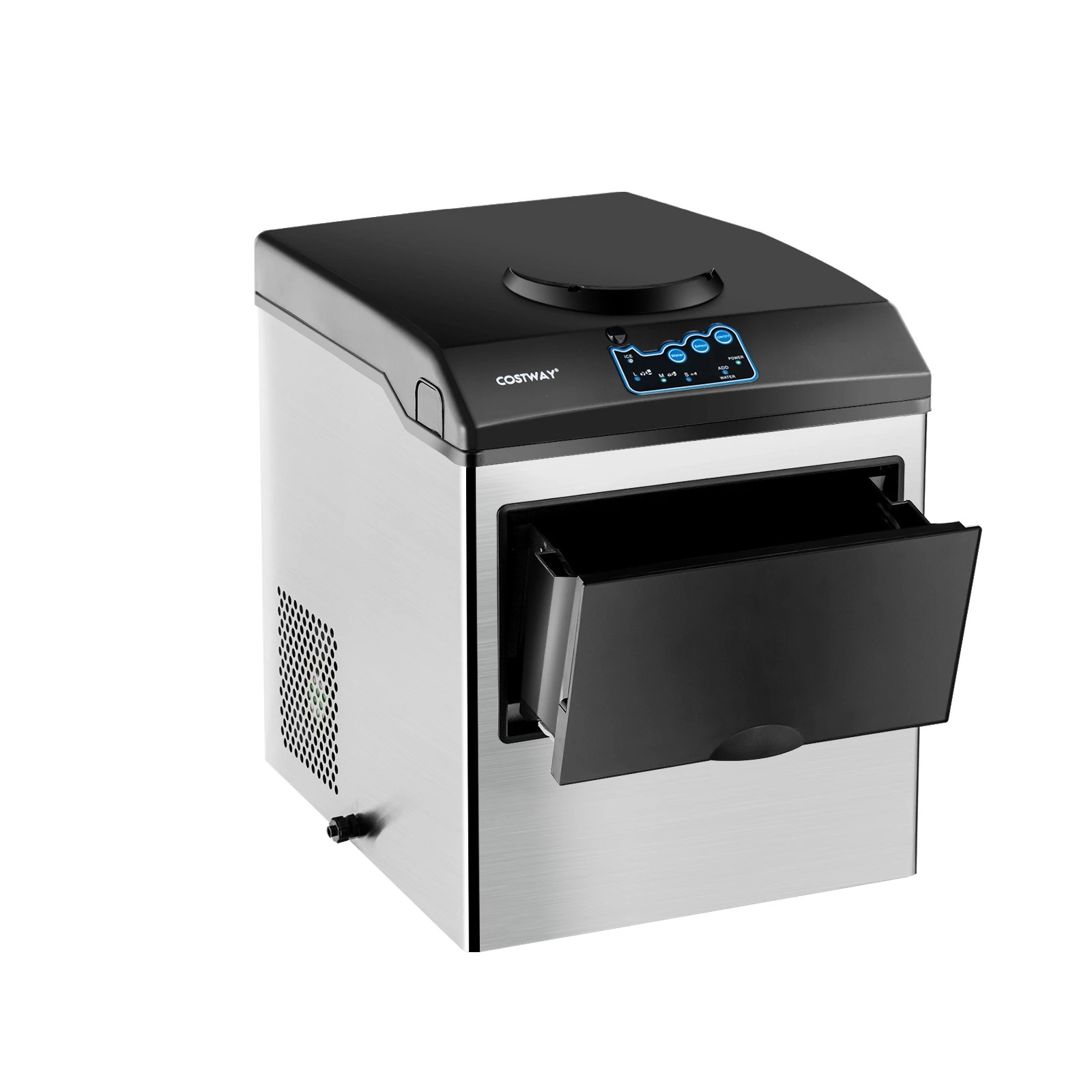 1 Costway 2-in-1 Countertop Ice Maker Stainless Ice Cube Machine w/Water Dispenser - Silver, 1 of 1