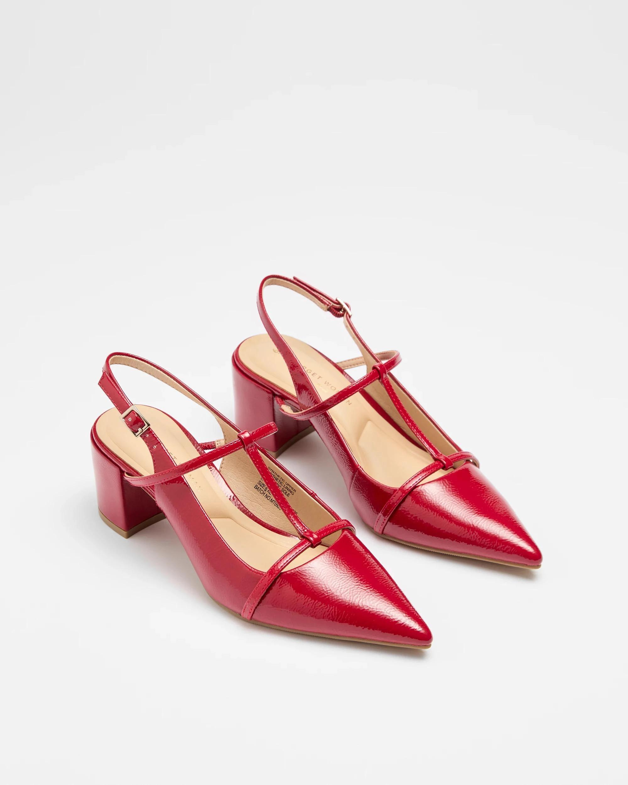 3 Target Womens T-bar Point Block Heel - Darla Ii RED CRINKLE PATENT, 3 of 3