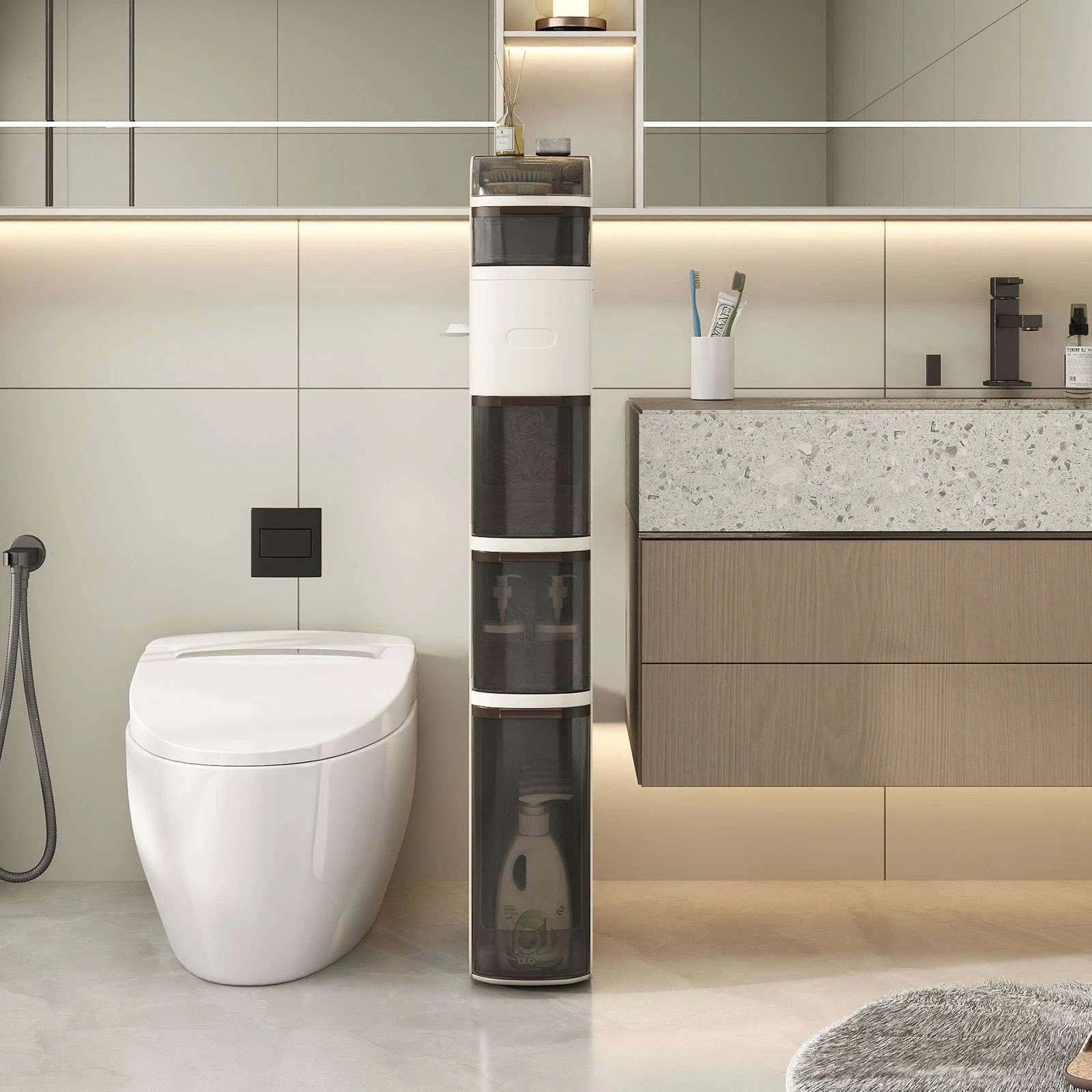 2 Costway 6-Tier Narrow Bathroom Storage Cabinet Toilet Paper Organizer, 2 of 5