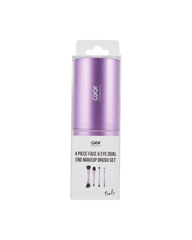 OXX Cosmetics 4 Piece Face and Eye Dual End Makeup Brush Set - Pu