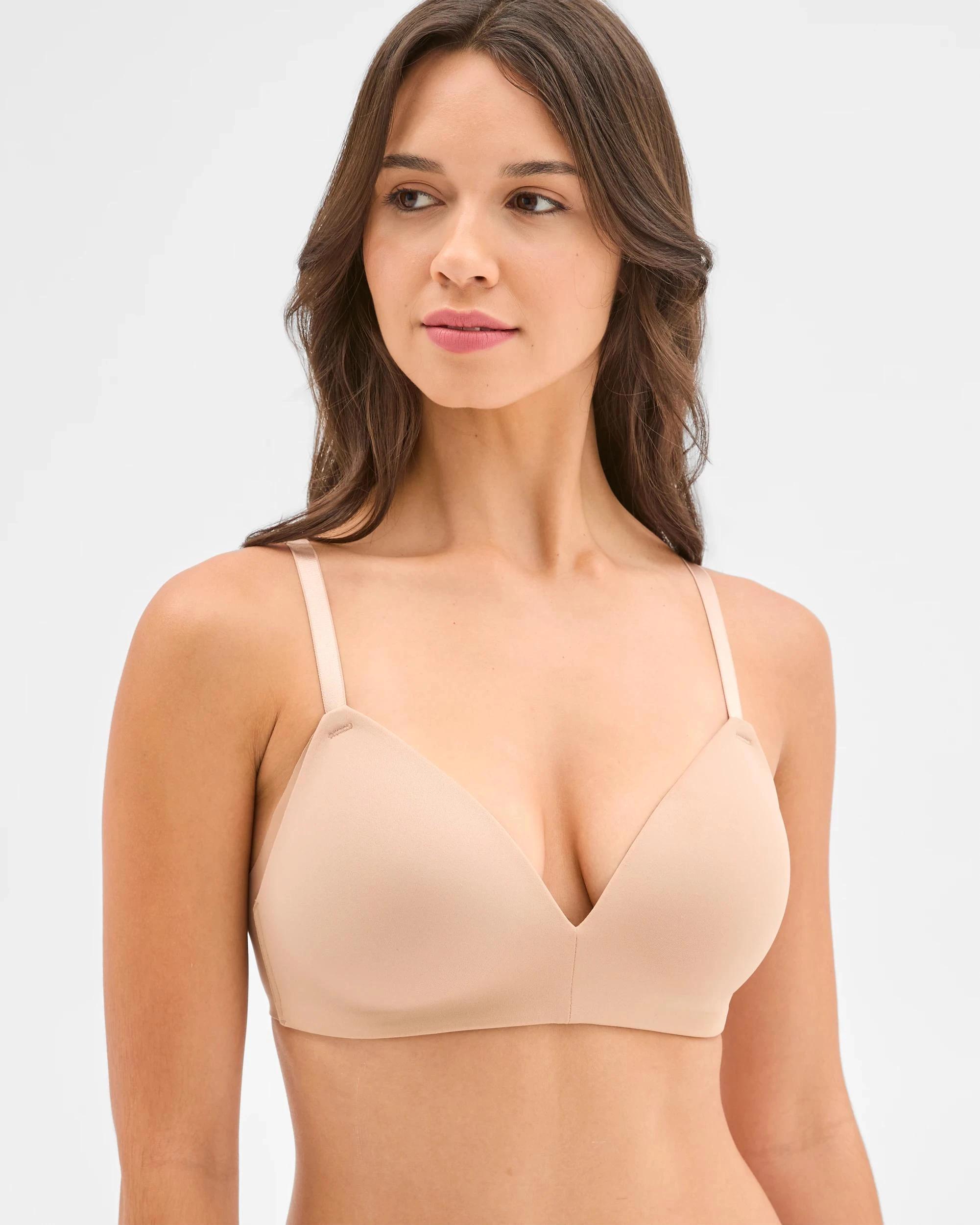 1 Target Smooth Moves Back Smoothing Wirefree T-Shirt Bra LATTE, 1 of 4