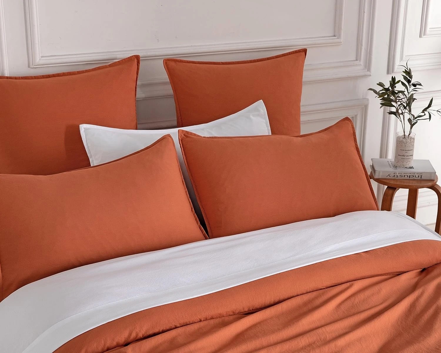2 CleverPolly 2-Pack Vintage Washed Microfibre Standard Pillowcases - Terracotta, 2 of 5