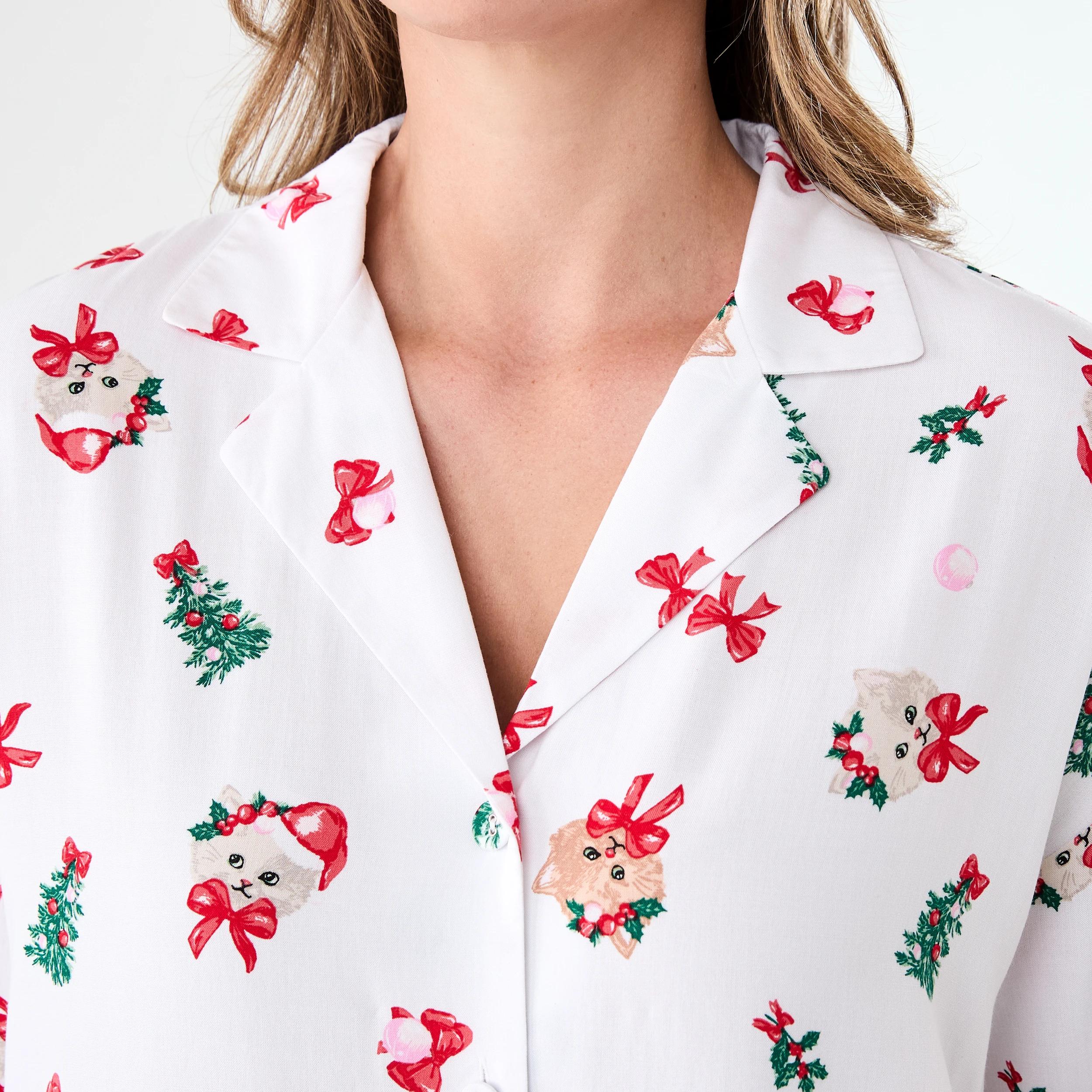 5 Christmas Woven Boxy Pyjama Set Xmas Cats, 5 of 7