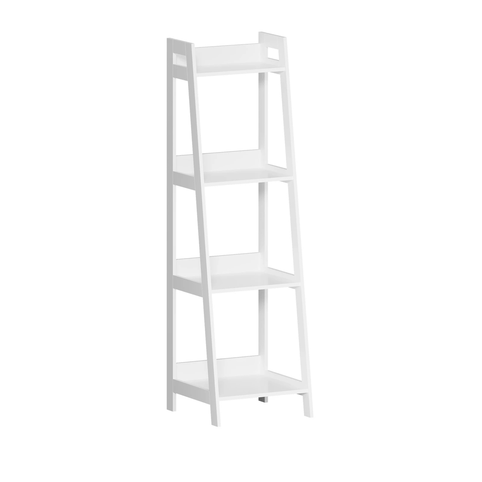 5 Oikiture Bookshelf 4 Tier Corner Ladder Shelf Home Storage Display Rack
 - White, 5 of 9