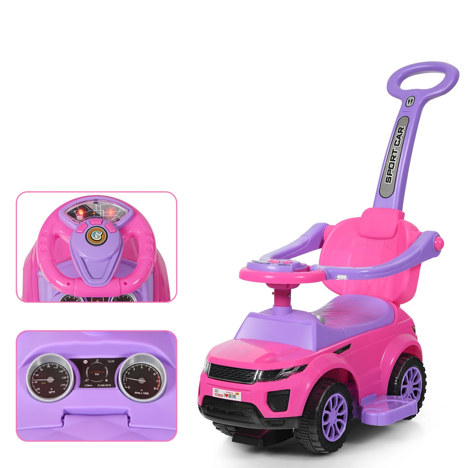 3 Costway Kids Ride On Push Car Sliding Car Toy - Pink, 3 of 5