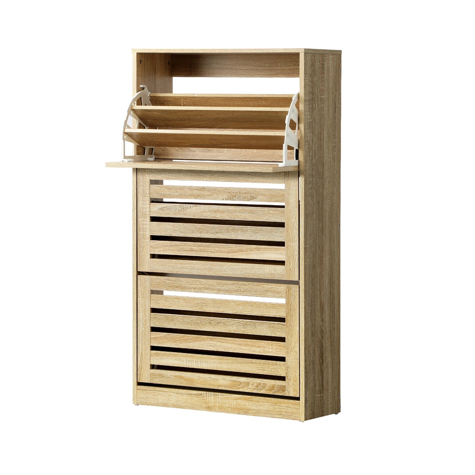 1 Oikiture Shoe Cabinet Storage 3 Doors Shoes Rack Organiser Wooden Shelf 45 Pairs
 - Natural, 1 of 5