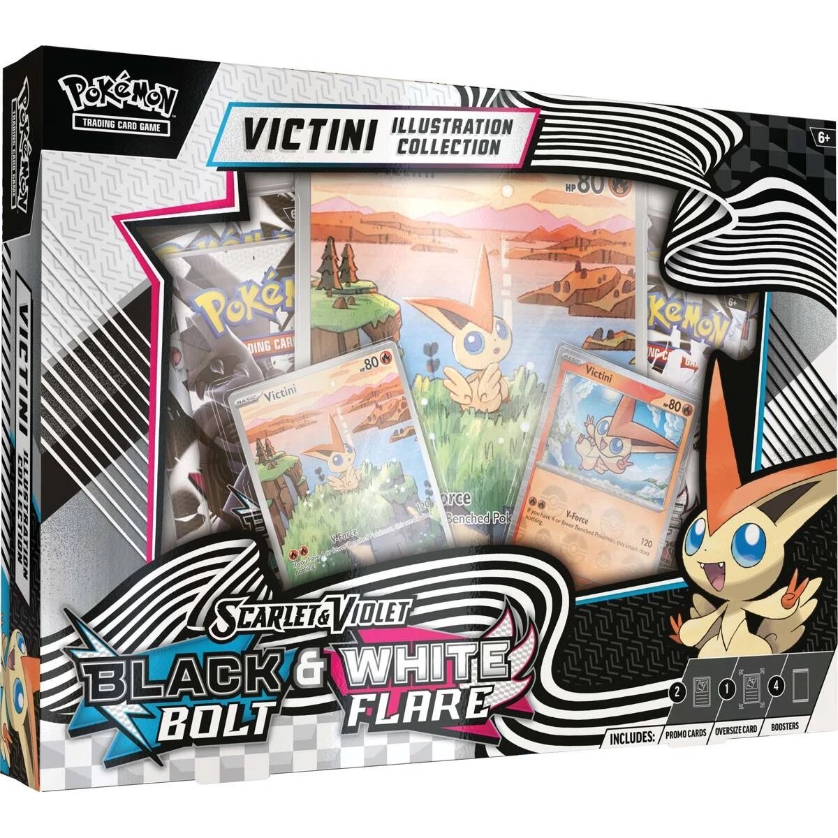 1 Pokemon Trading Card Game: Scarlet and Violet Black Bolt and White Flare Victini Illustration Collection, 1 of 4