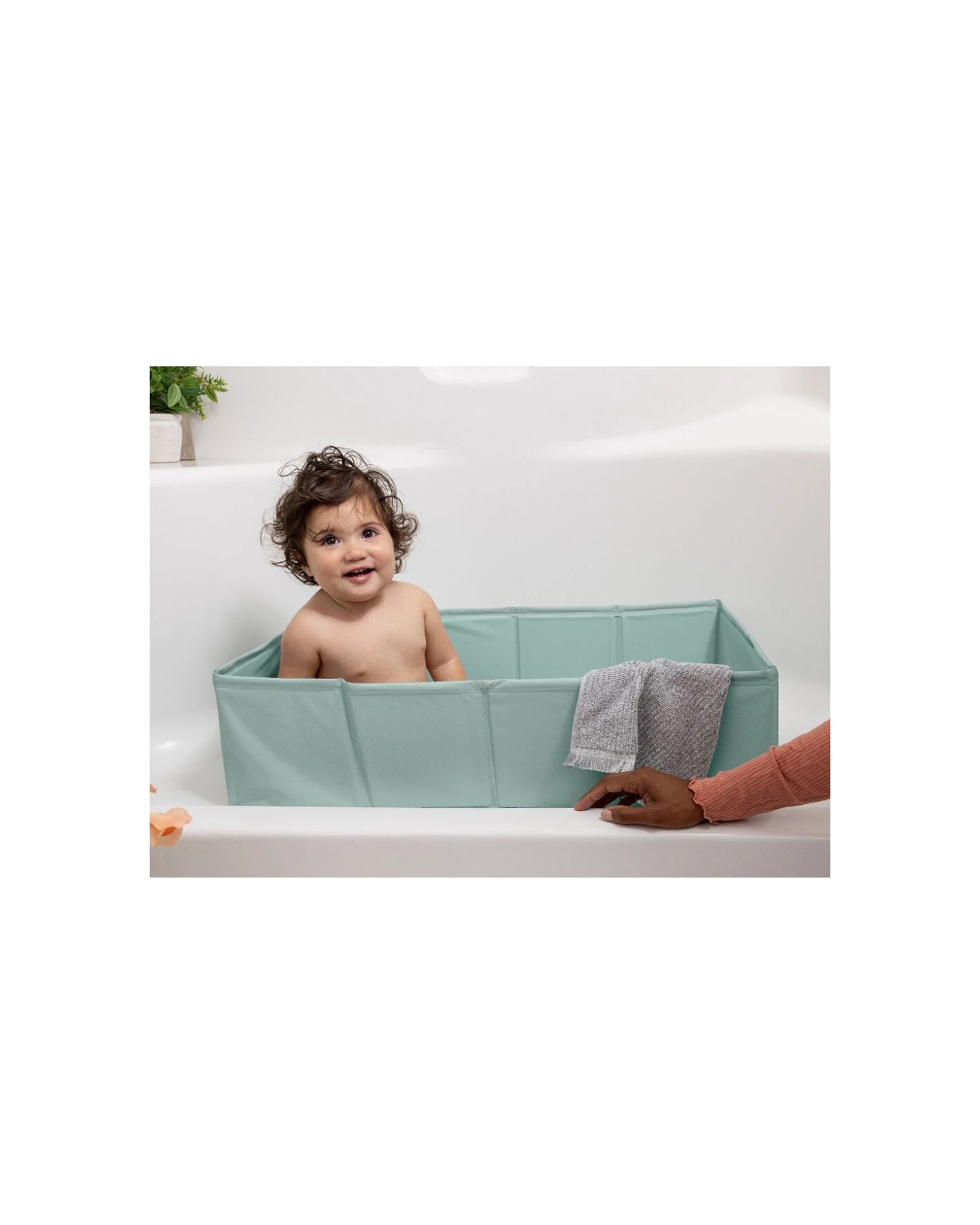 3 Ingenuity TuckAway Travel Tub Foldable Baby Bath 12 Months To 5 Years 21x39cm - Green, 3 of 7