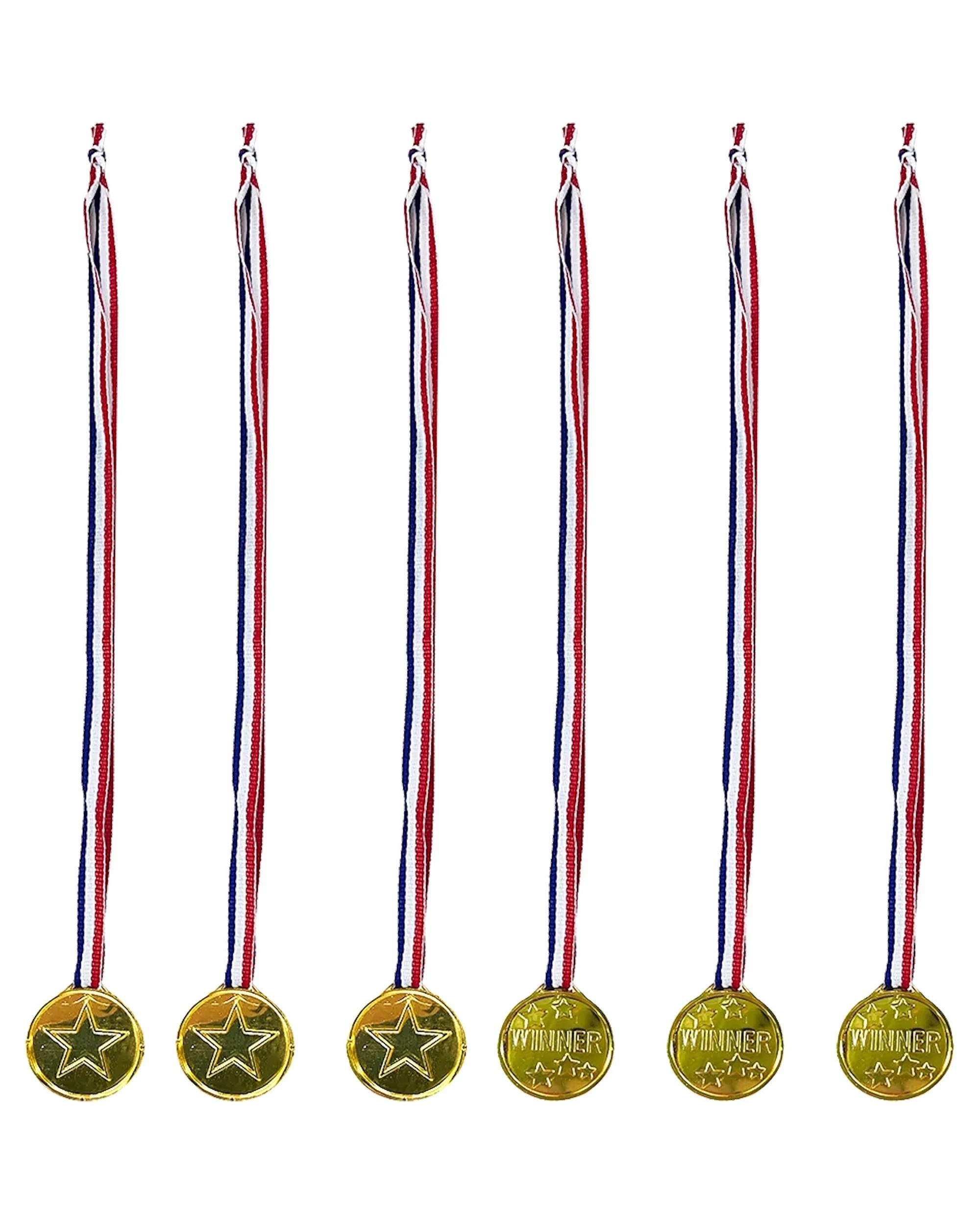 1 Party Maker Plastic Winner Medals Pack of 6 - Gold, 1 of 3