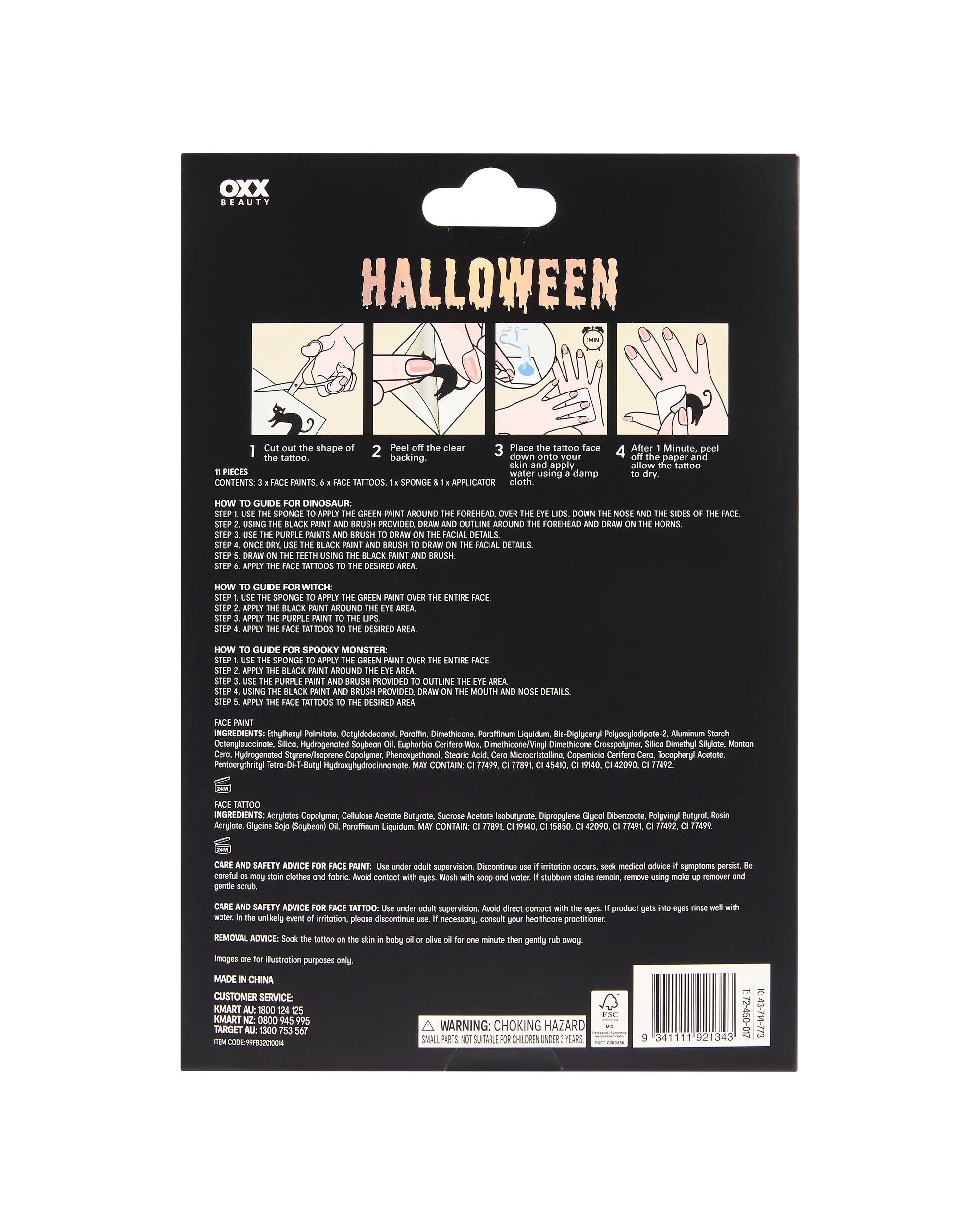 5 OXX Beauty 11 Piece Halloween Face Paint Set, 5 of 5