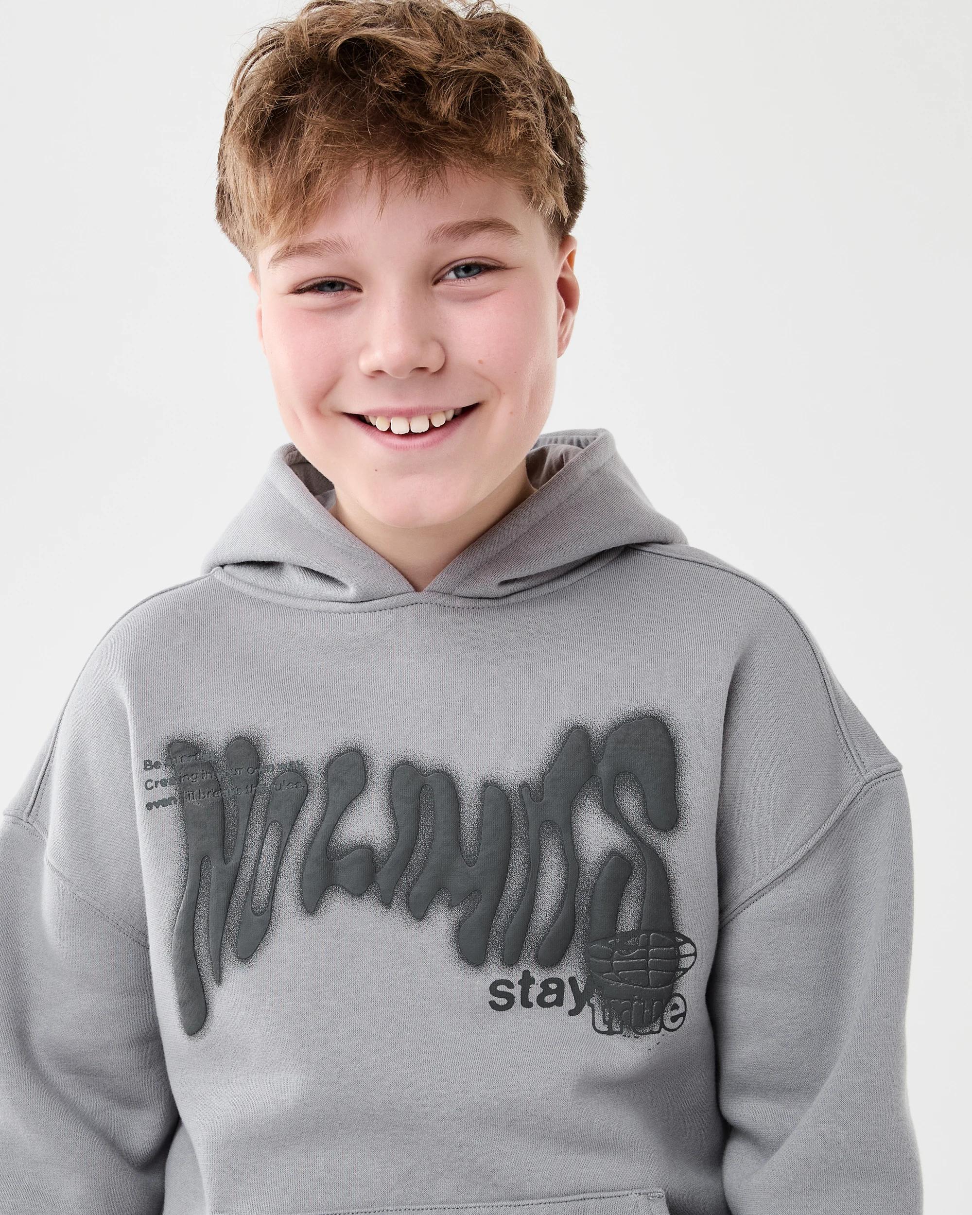 3 Oversized Print Hoodie Gry Slogan, 3 of 8